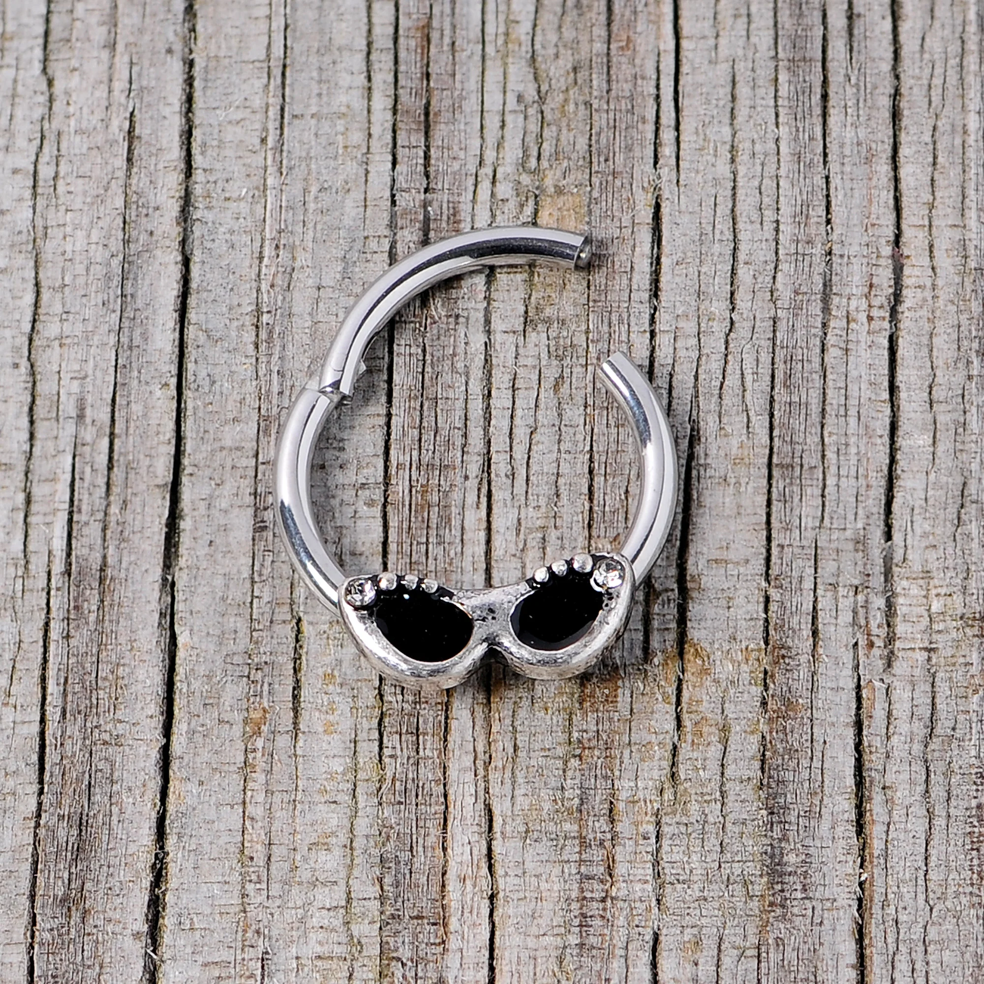 16G 3/8 Clear Gem 50s Retro Summer Sunglasses Hinged Segment Ring - Image 5