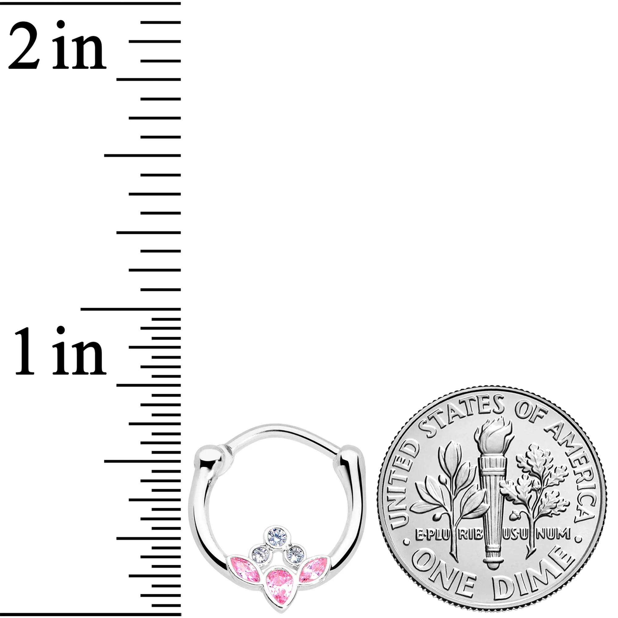 16G 3/8 Clear Pink Gem Classic Cluster Septum Clicker - Image 4