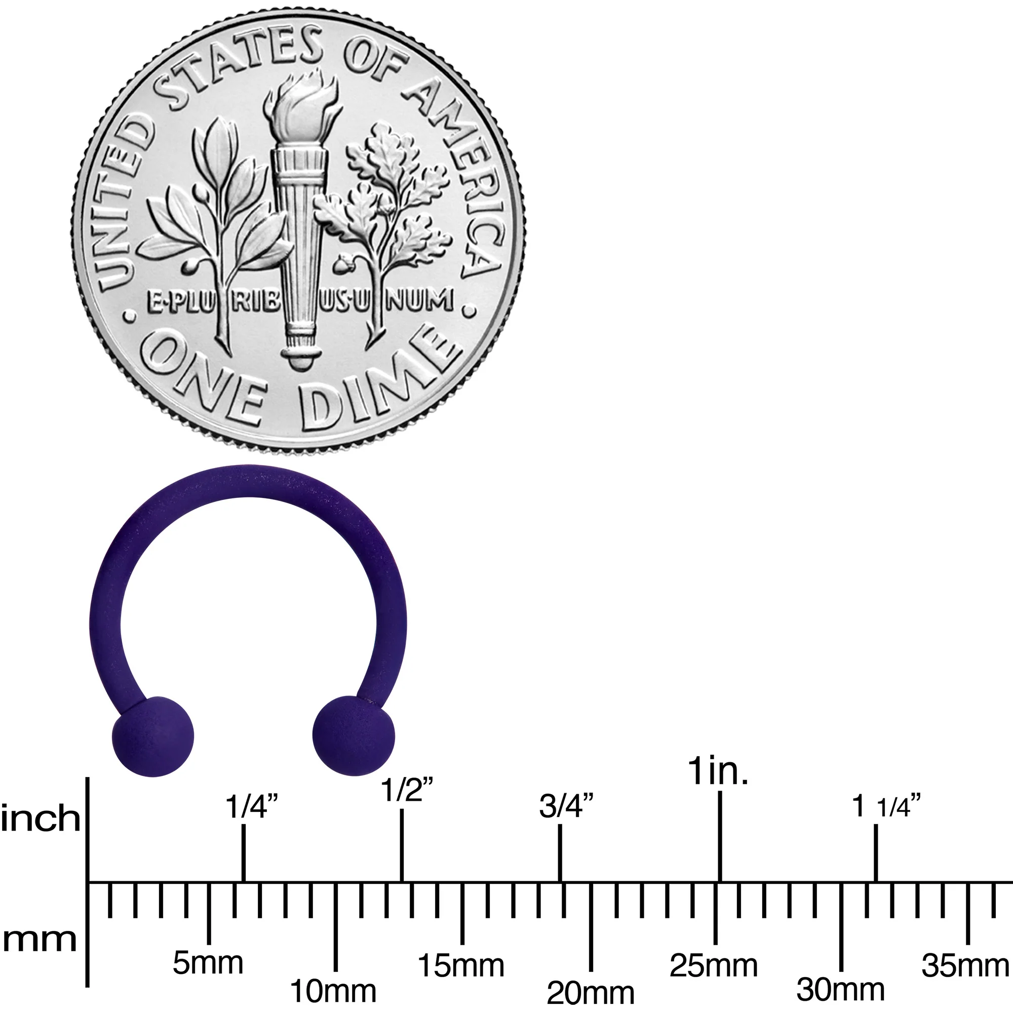 16G 3/8 Delicious Dark Purple Matte Horseshoe Circular Barbell - Image 5