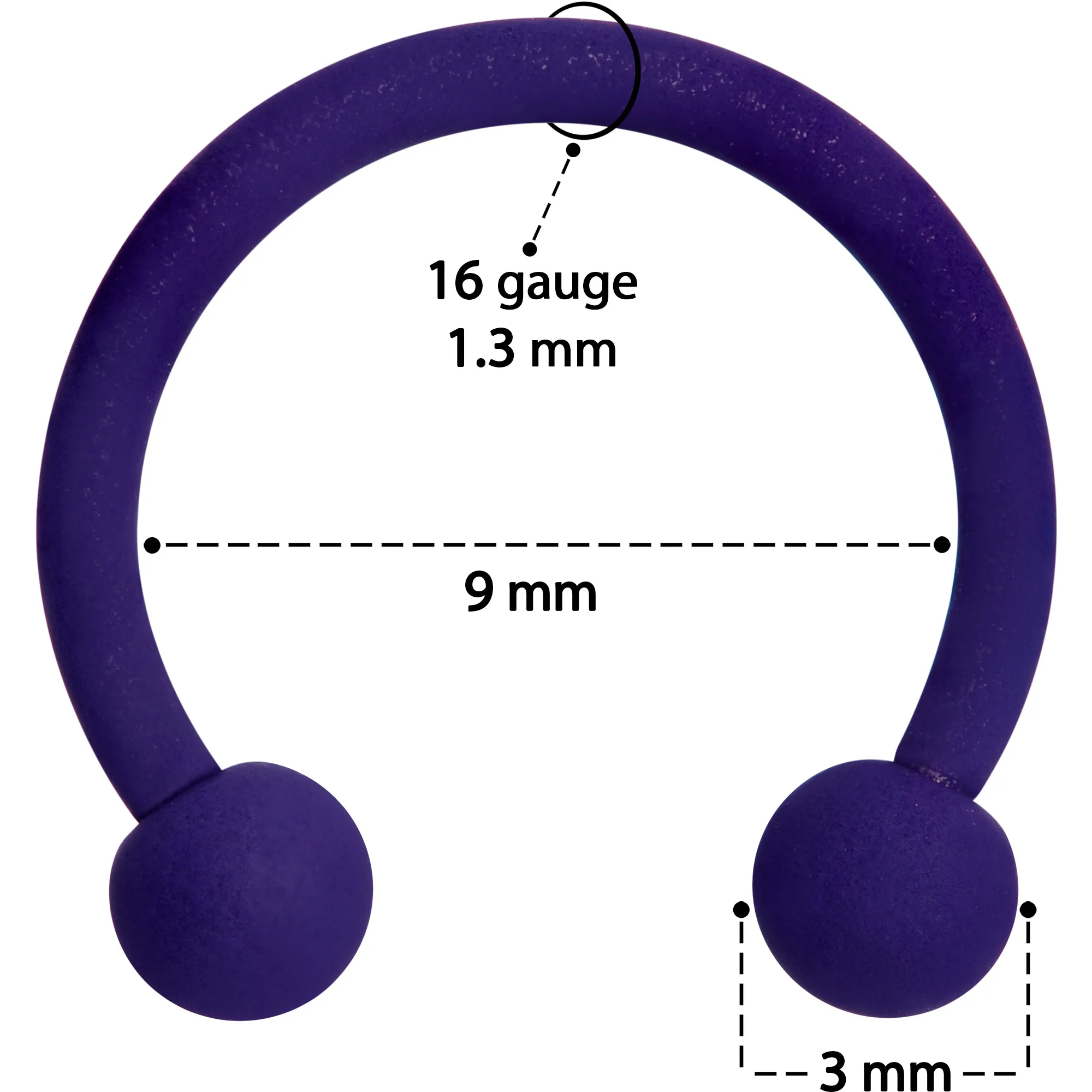 16G 3/8 Delicious Dark Purple Matte Horseshoe Circular Barbell - Image 6