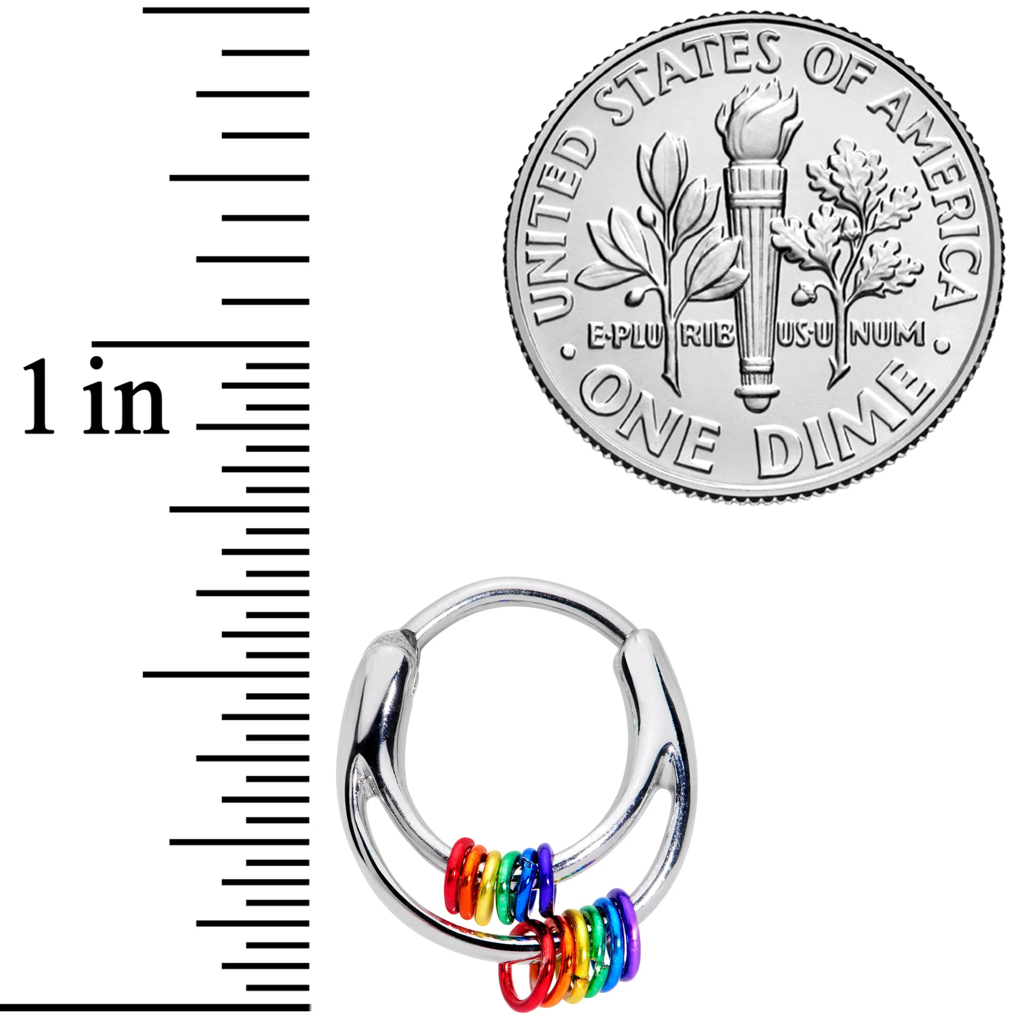 16G 3/8 Double Rainbow Gay Pride Septum Clicker - Image 3