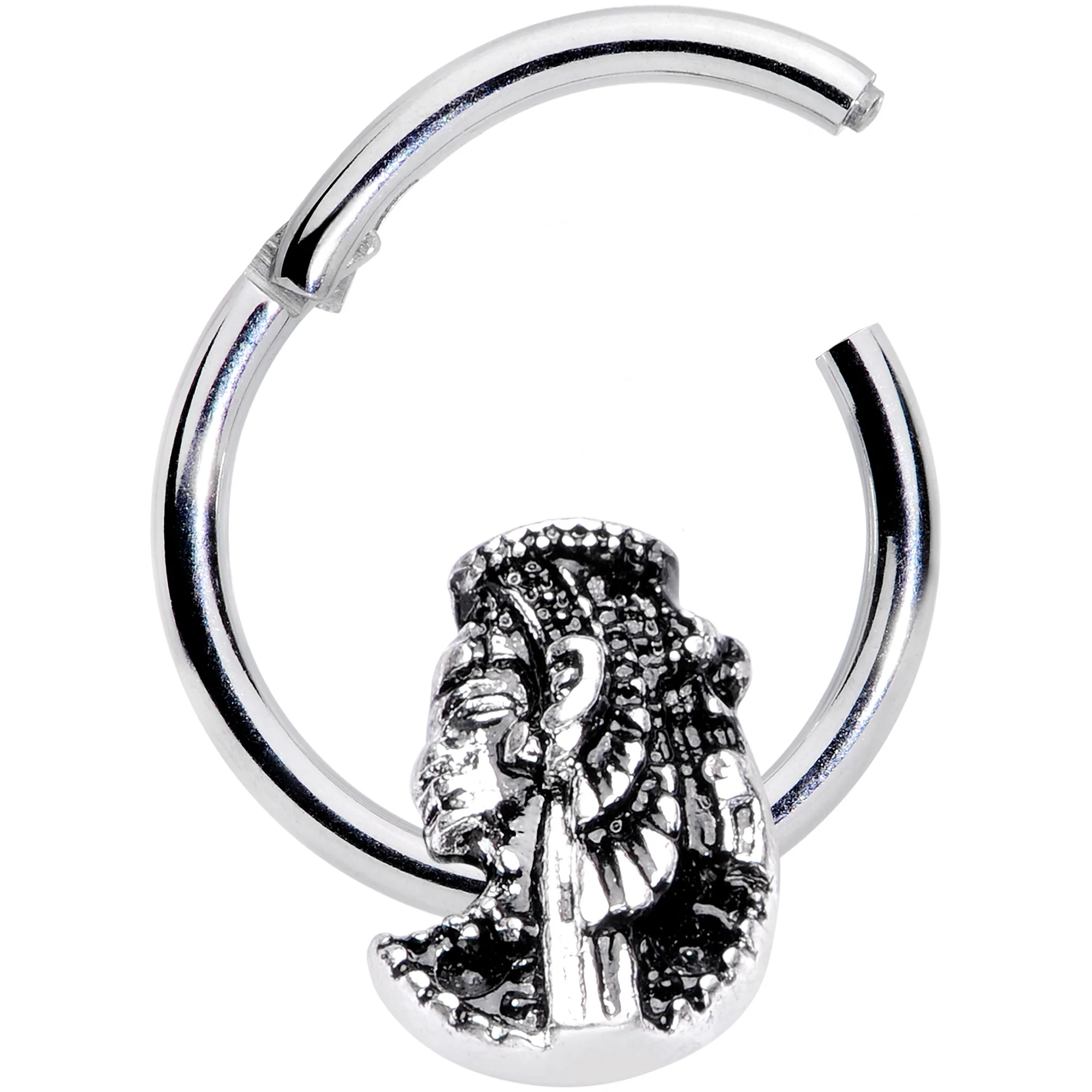 16G 3/8 Egypt Cleopatra Anubis Hinged Segment Ring - Image 2