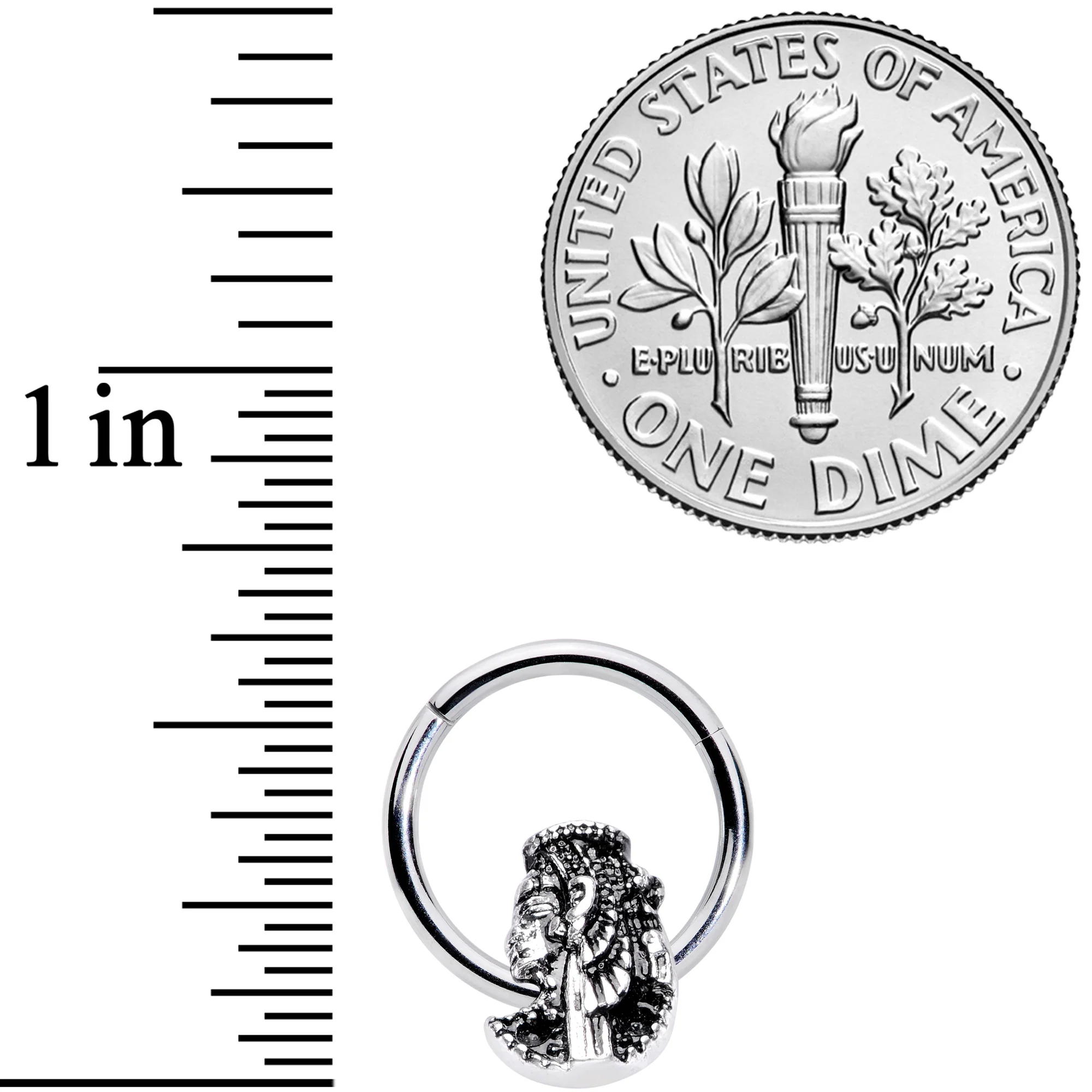 16G 3/8 Egypt Cleopatra Anubis Hinged Segment Ring - Image 3