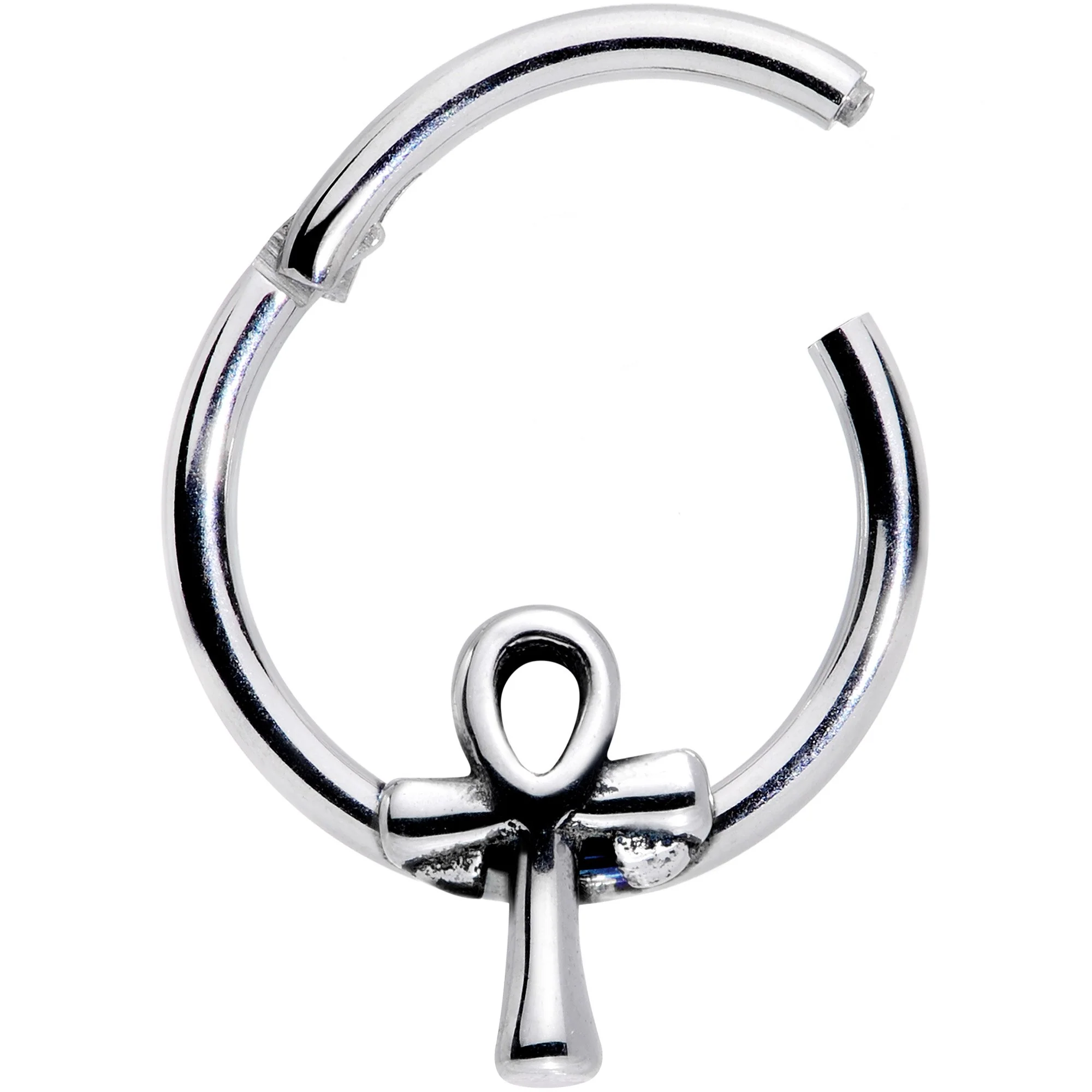 16G 3/8 Egyptian Ankh Hinged Segment Ring - Image 2