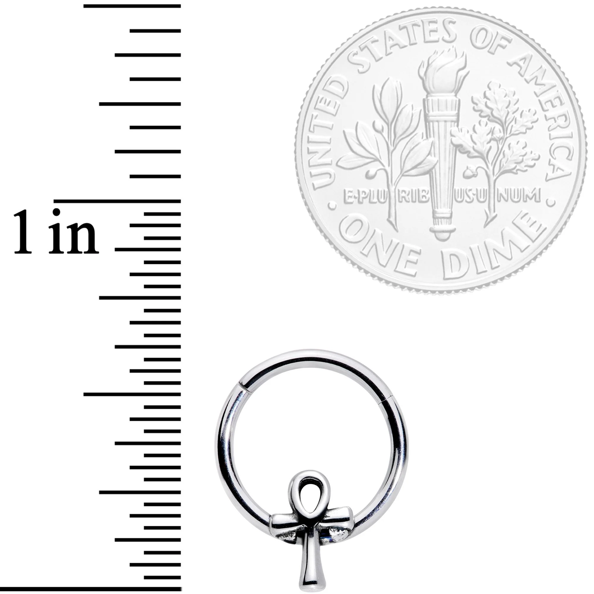 16G 3/8 Egyptian Ankh Hinged Segment Ring - Image 3