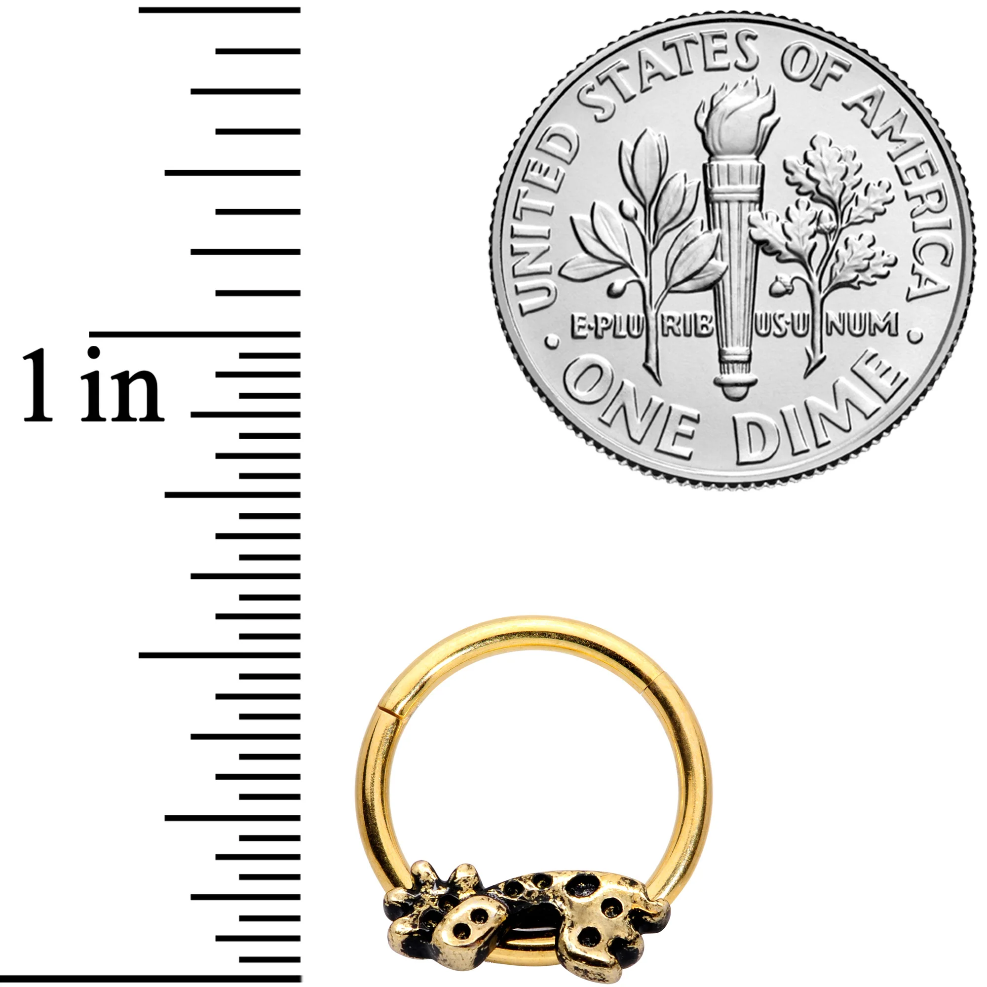 16G 3/8  Gold Tone Happy Giraffe Hinged Segment Ring - Image 3