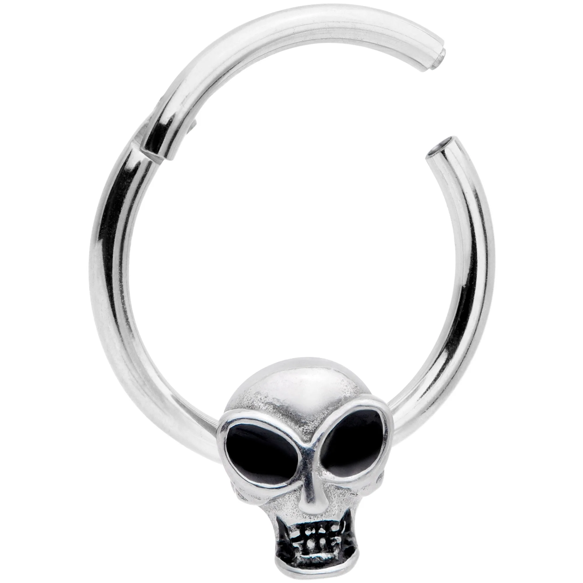16G 3/8 Halloween Toothy Skull Hinged Segment Ring - Image 2