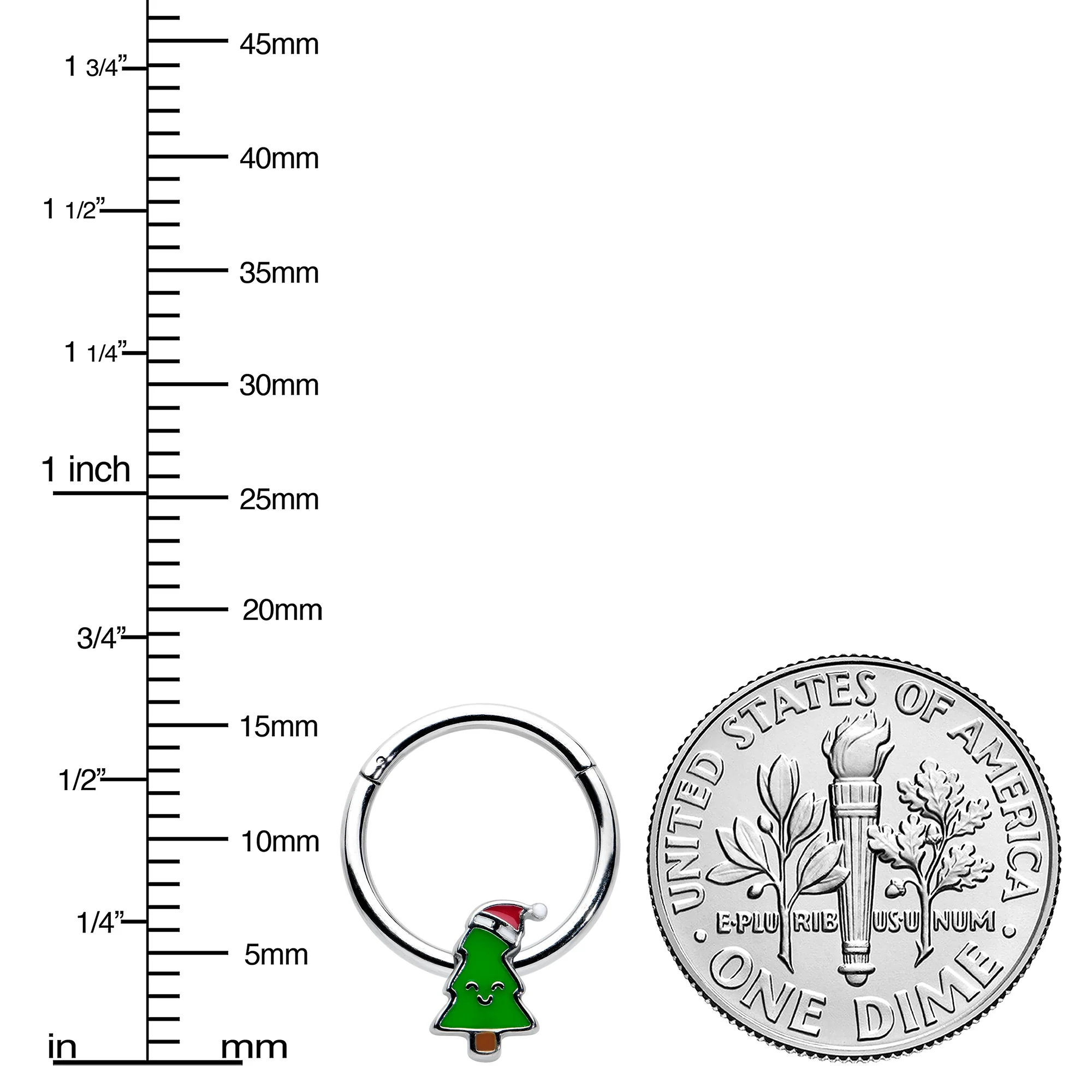 16G 3/8 Happy Christmas Tree Holiday Hat Hinged Segment Ring - Image 3