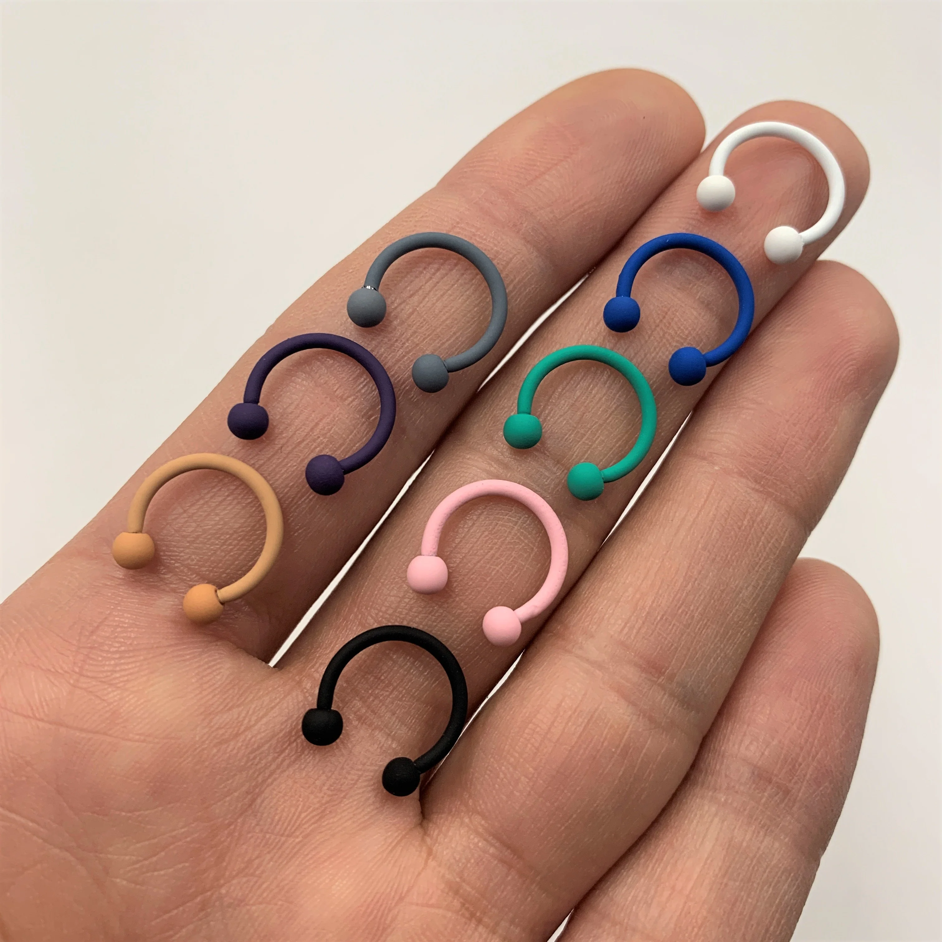 16G 3/8 Perfectly Pink Matte Horseshoe Circular Barbell - Image 2