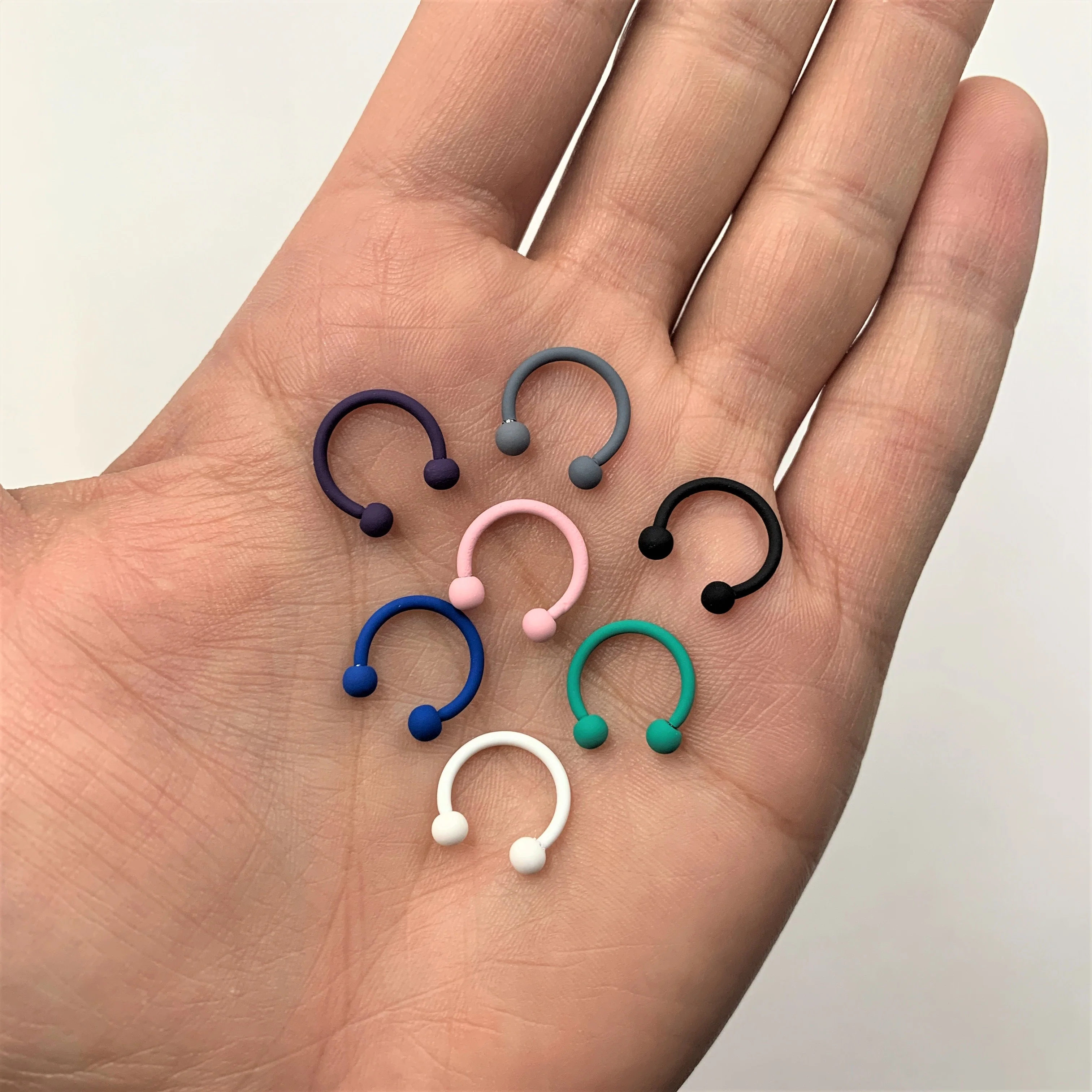 16G 3/8 Perfectly Pink Matte Horseshoe Circular Barbell - Image 3