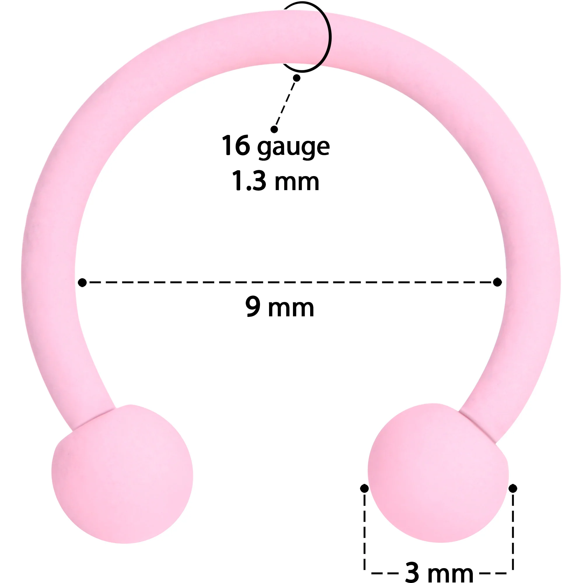 16G 3/8 Perfectly Pink Matte Horseshoe Circular Barbell - Image 7