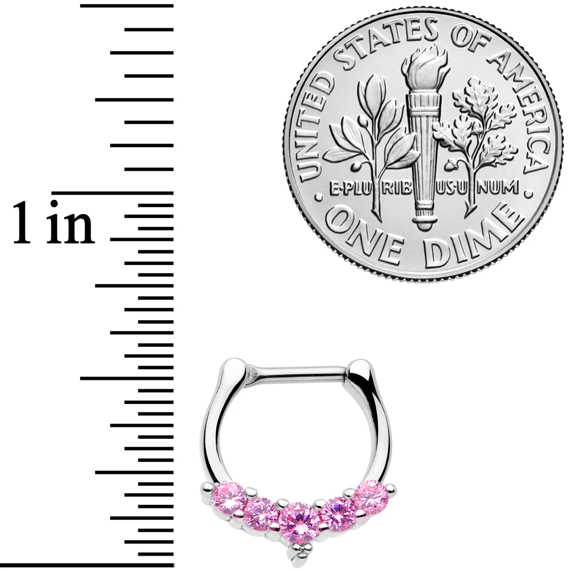 16G 3/8 Pink CZ Gem Blaze Cartilage Clicker - Image 3