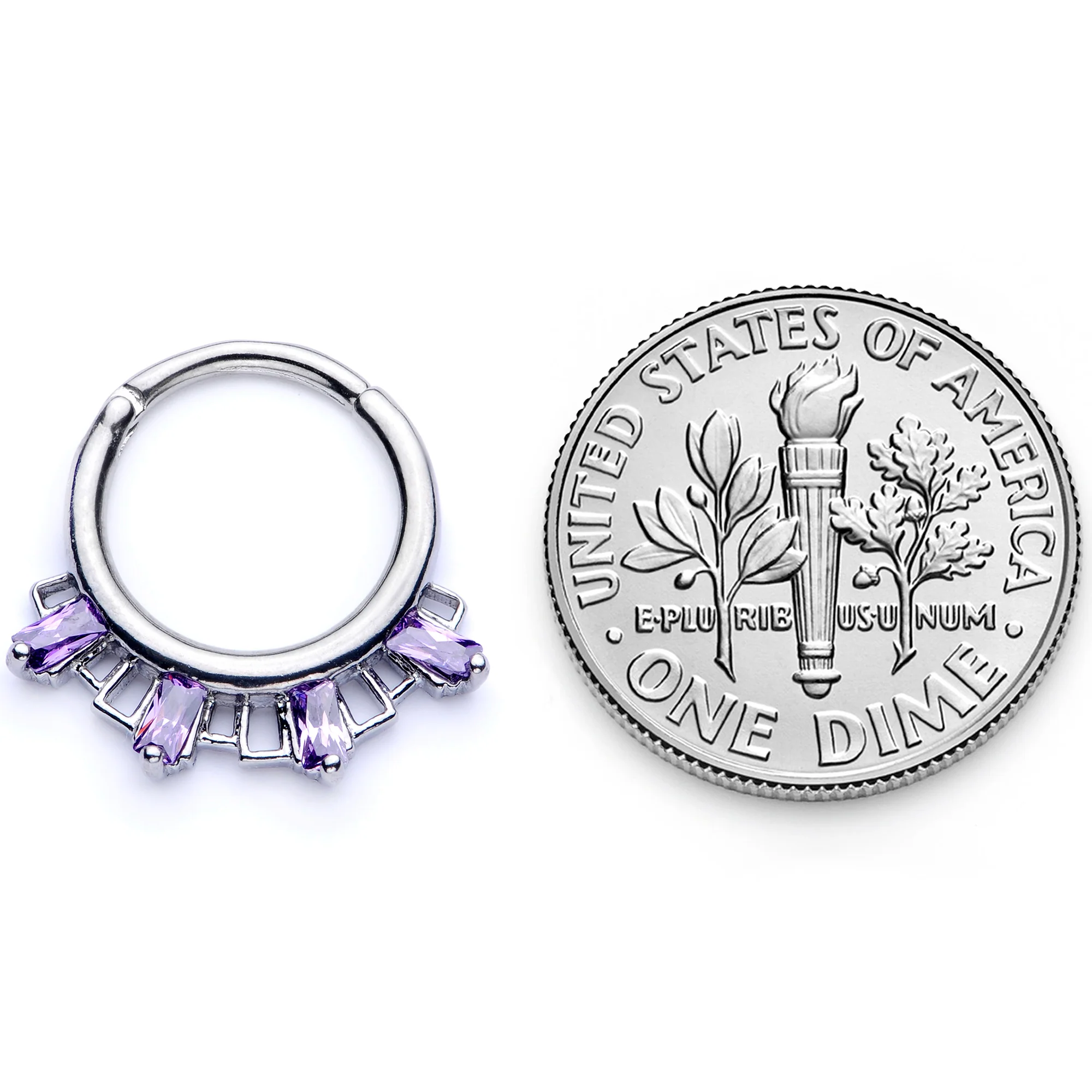 16G 3/8 Purple Gem Rectangle Septum Clicker - Image 7
