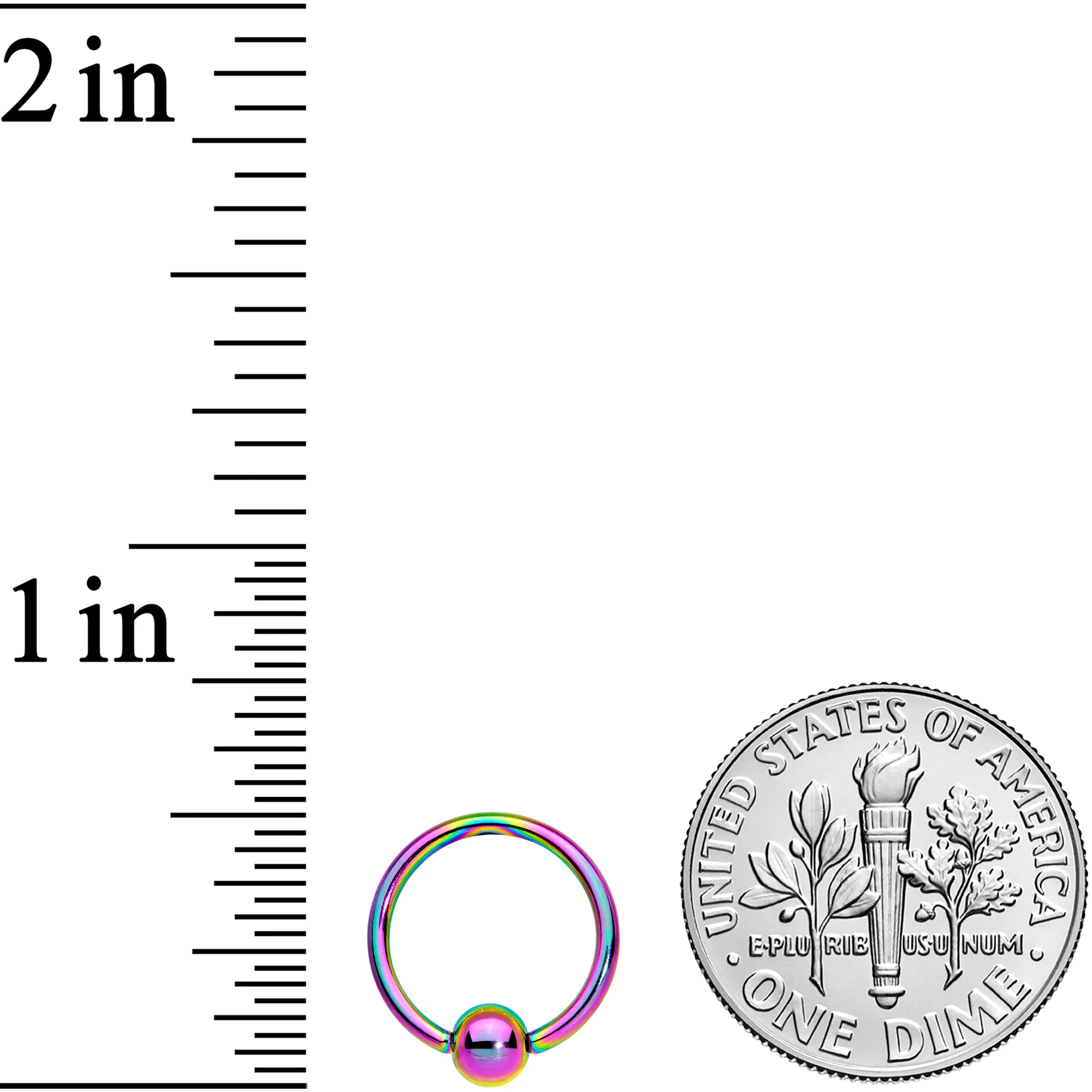 16G 3/8 Rainbow BCR Captive Bead Ring - Image 2