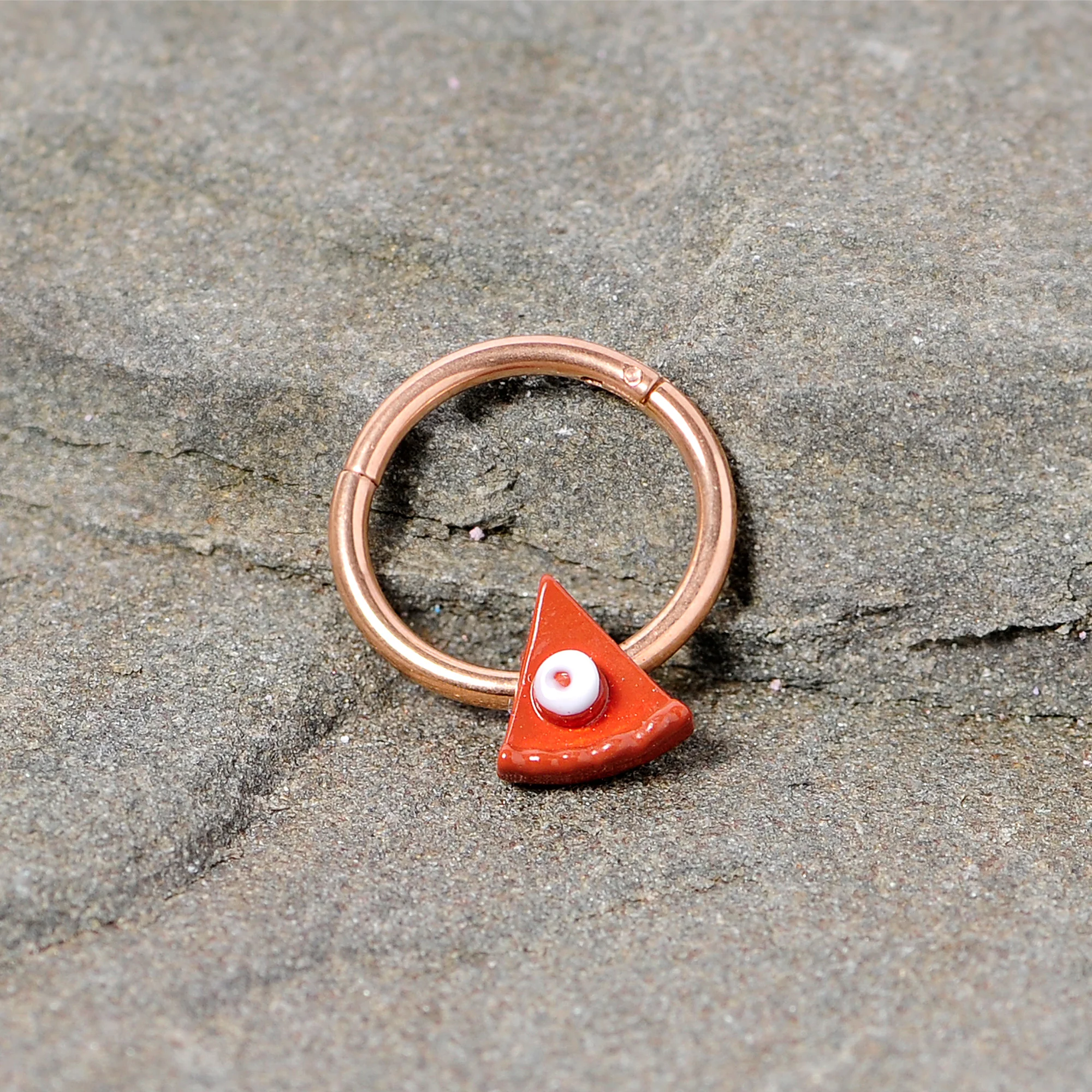 16G 3/8 Rose Gold Tone Pumpkin Pie Holiday Hinged Segment Ring - Image 2