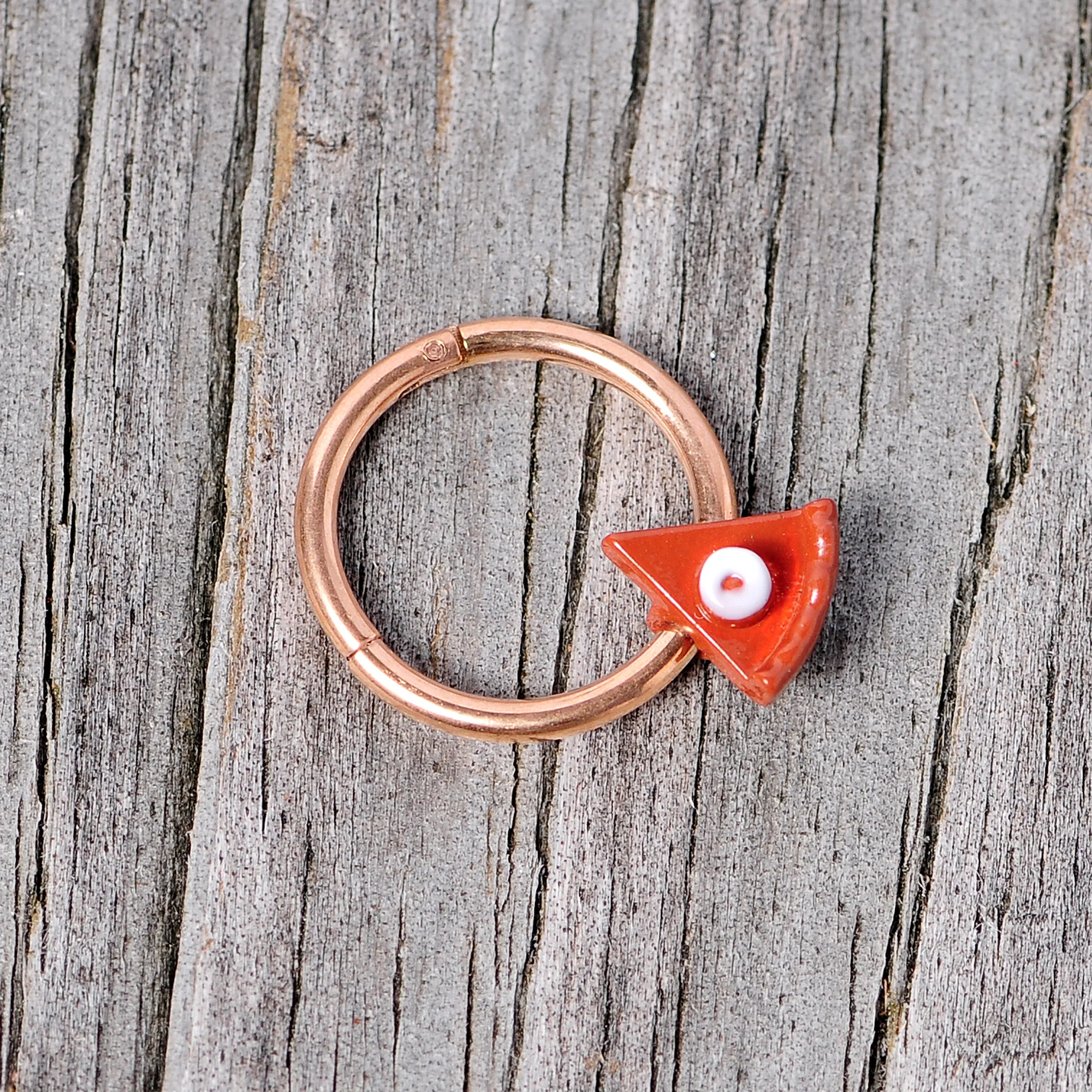 16G 3/8 Rose Gold Tone Pumpkin Pie Holiday Hinged Segment Ring - Image 3