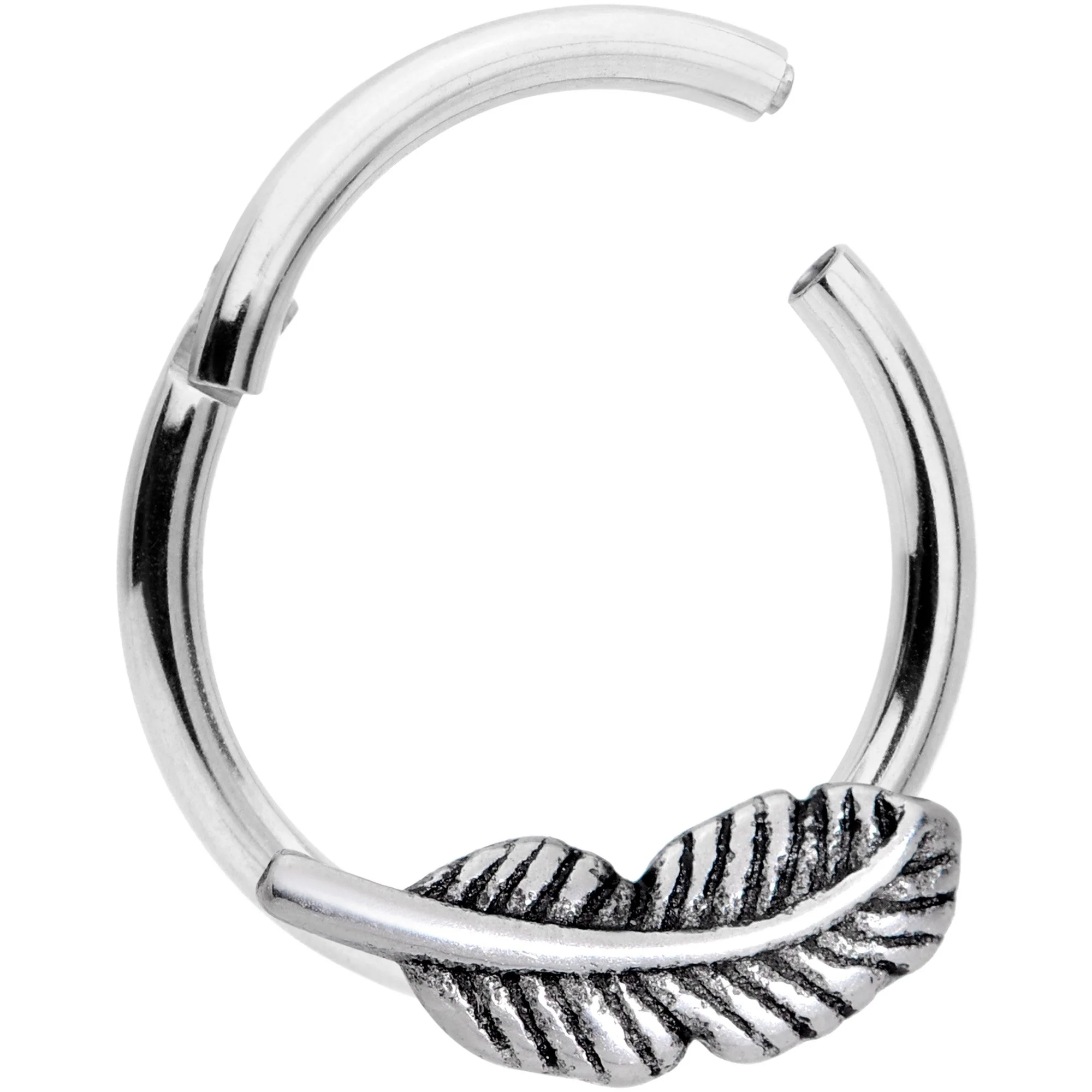 16G 3/8 Southwestern Feather Hinged Segment Ring - Image 2