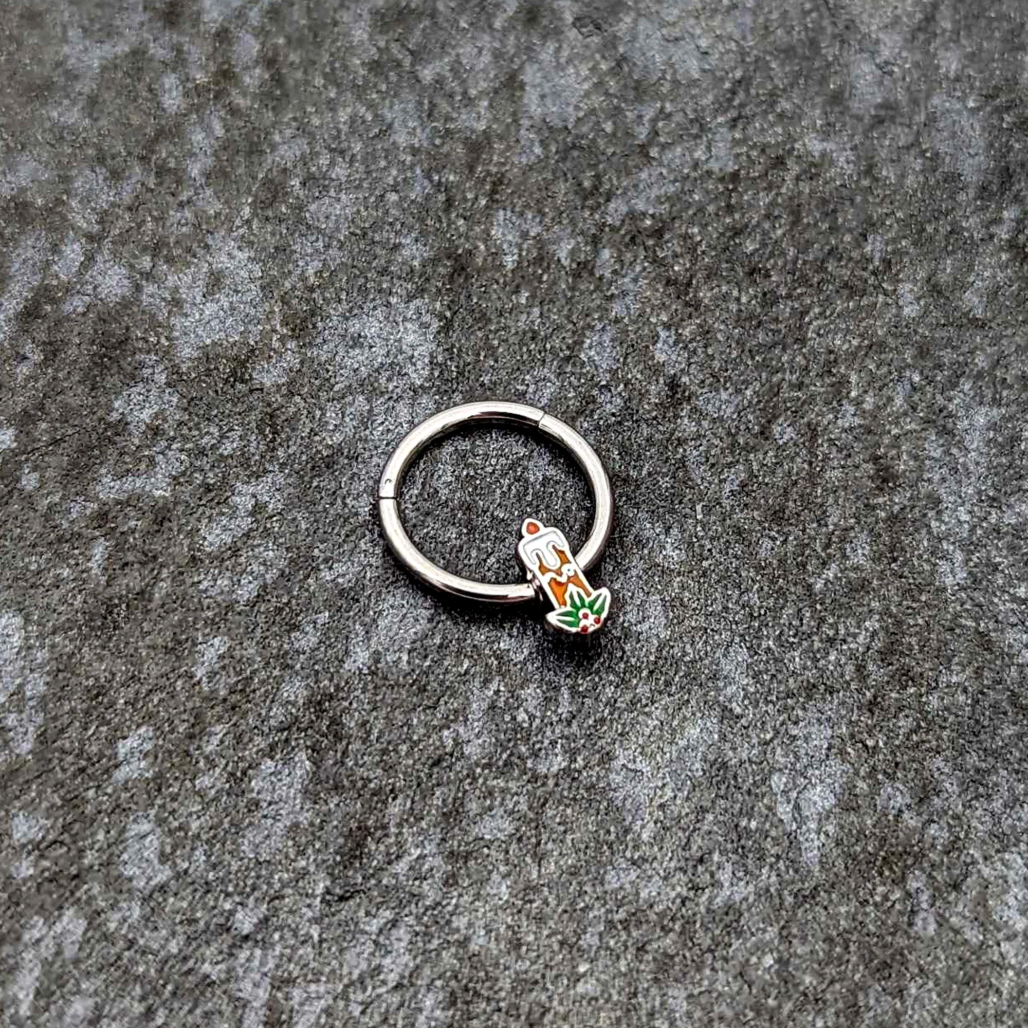 16G 3/8 Sweet Holiday Candle Christmas Hinged Segment Ring - Image 4