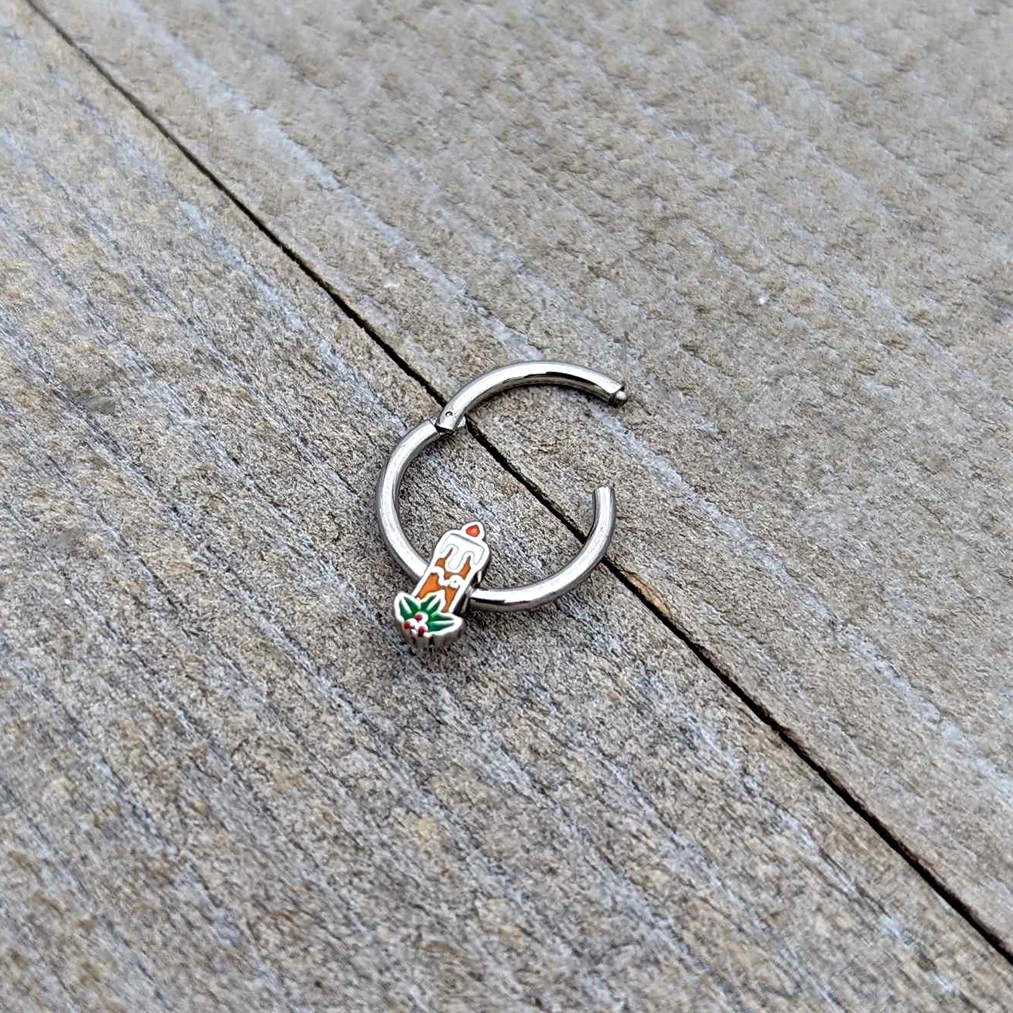 16G 3/8 Sweet Holiday Candle Christmas Hinged Segment Ring - Image 7