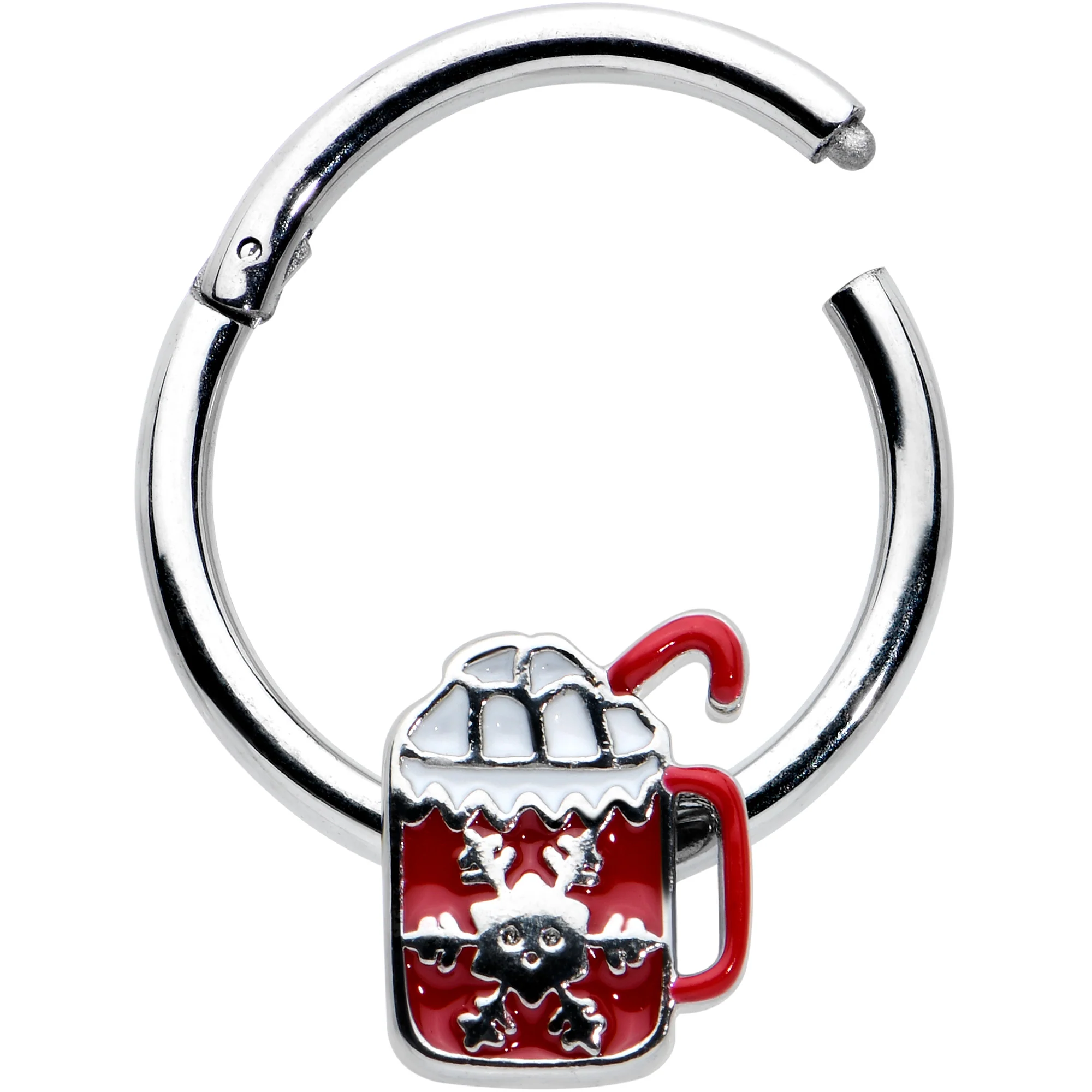 16G 3/8 Sweet Hot Cocoa Marshmallow Mug Hinged Segment Ring - Image 2