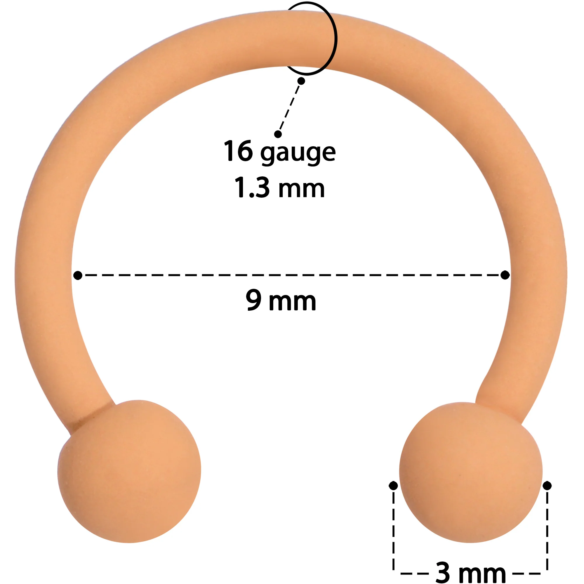 16G 3/8 Tan Matte Horseshoe Circular Barbell - Image 6