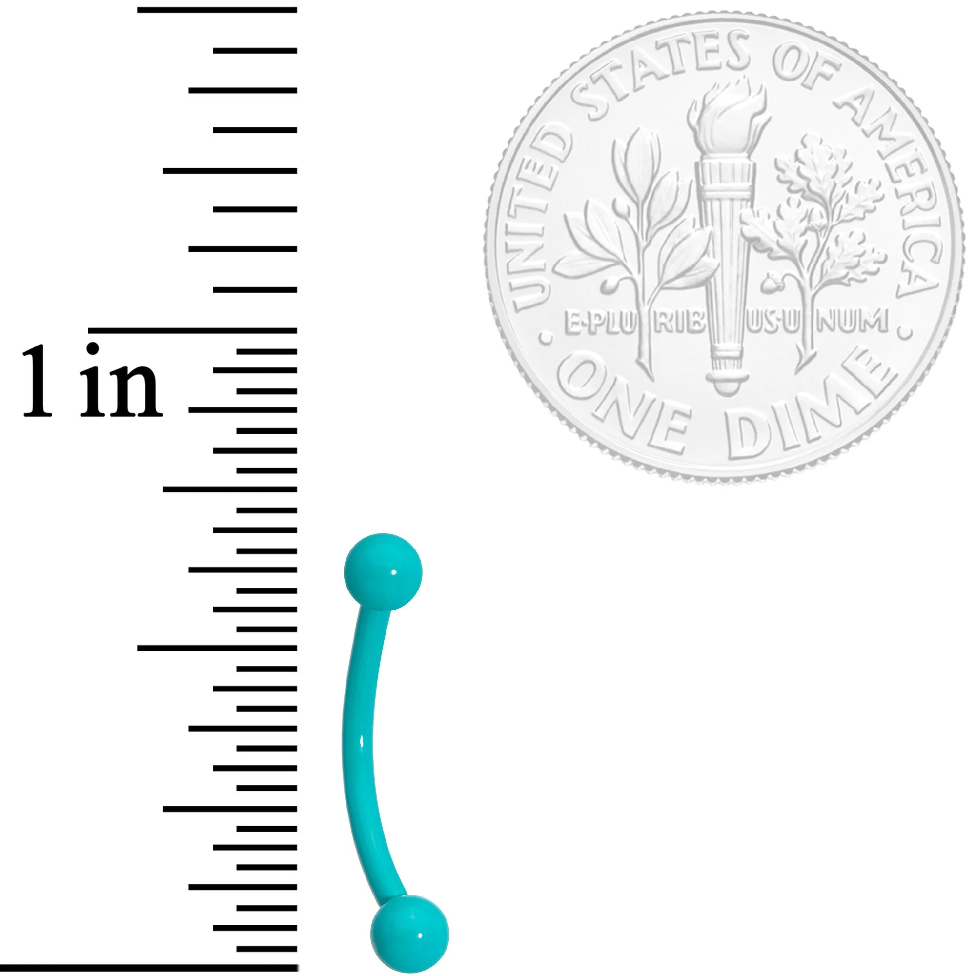 16G 3/8 Teal Acrylic Curved Eyebrow Ring - Image 2