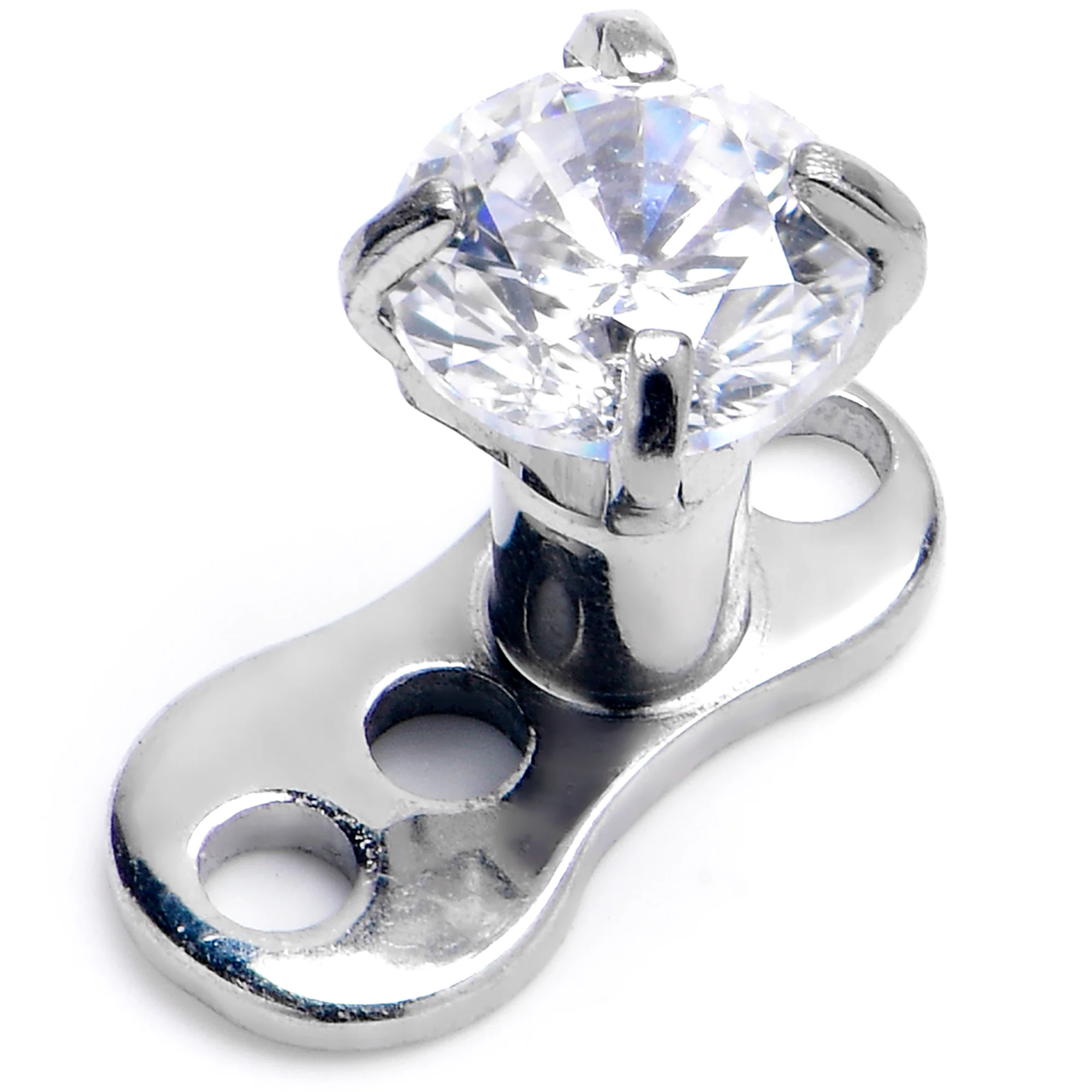 16G 3mm CZ Top 3 Hole Dermal Implant Grade Titanium Anchor Base
