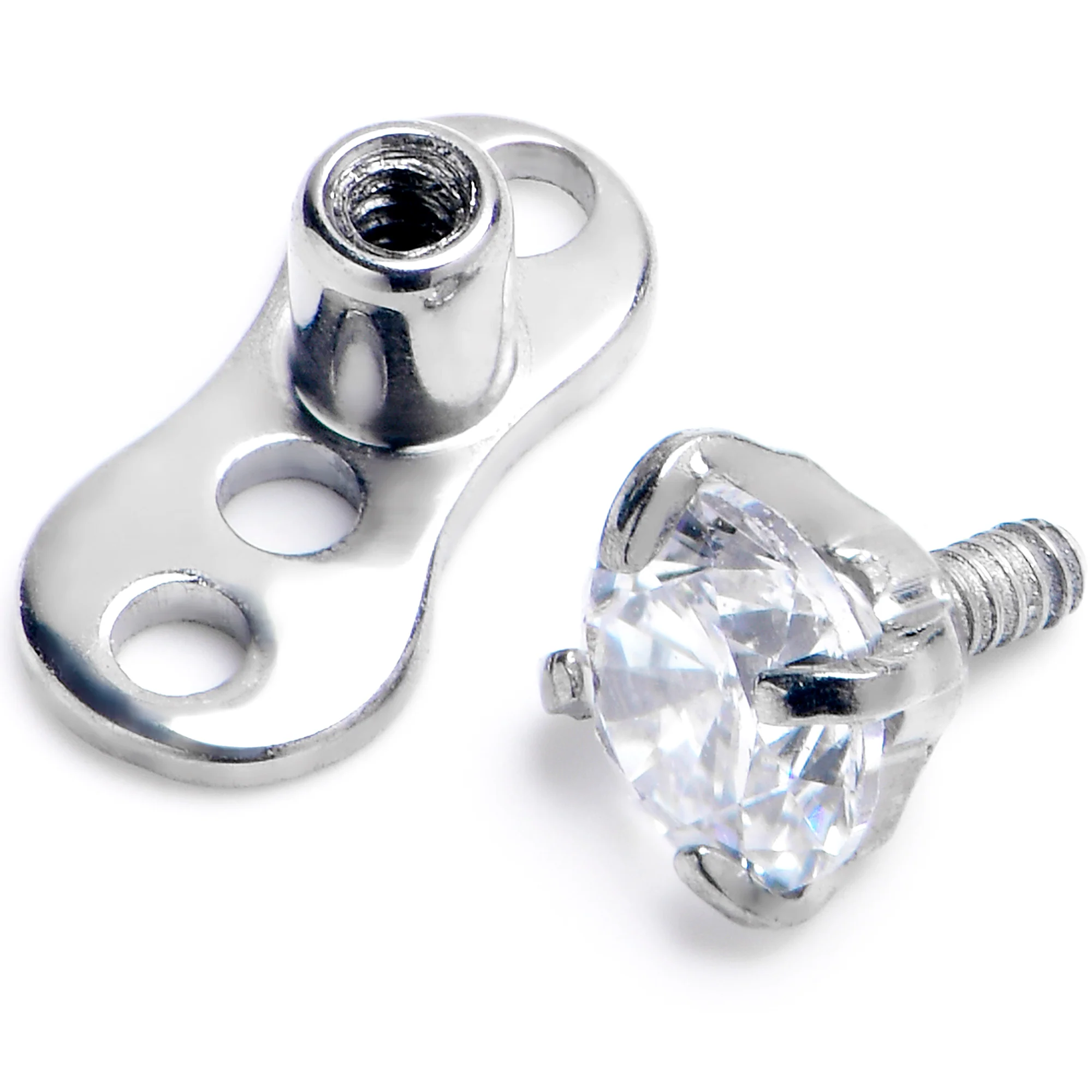 16G 3mm CZ Top 3 Hole Dermal Implant Grade Titanium Anchor Base - Image 2
