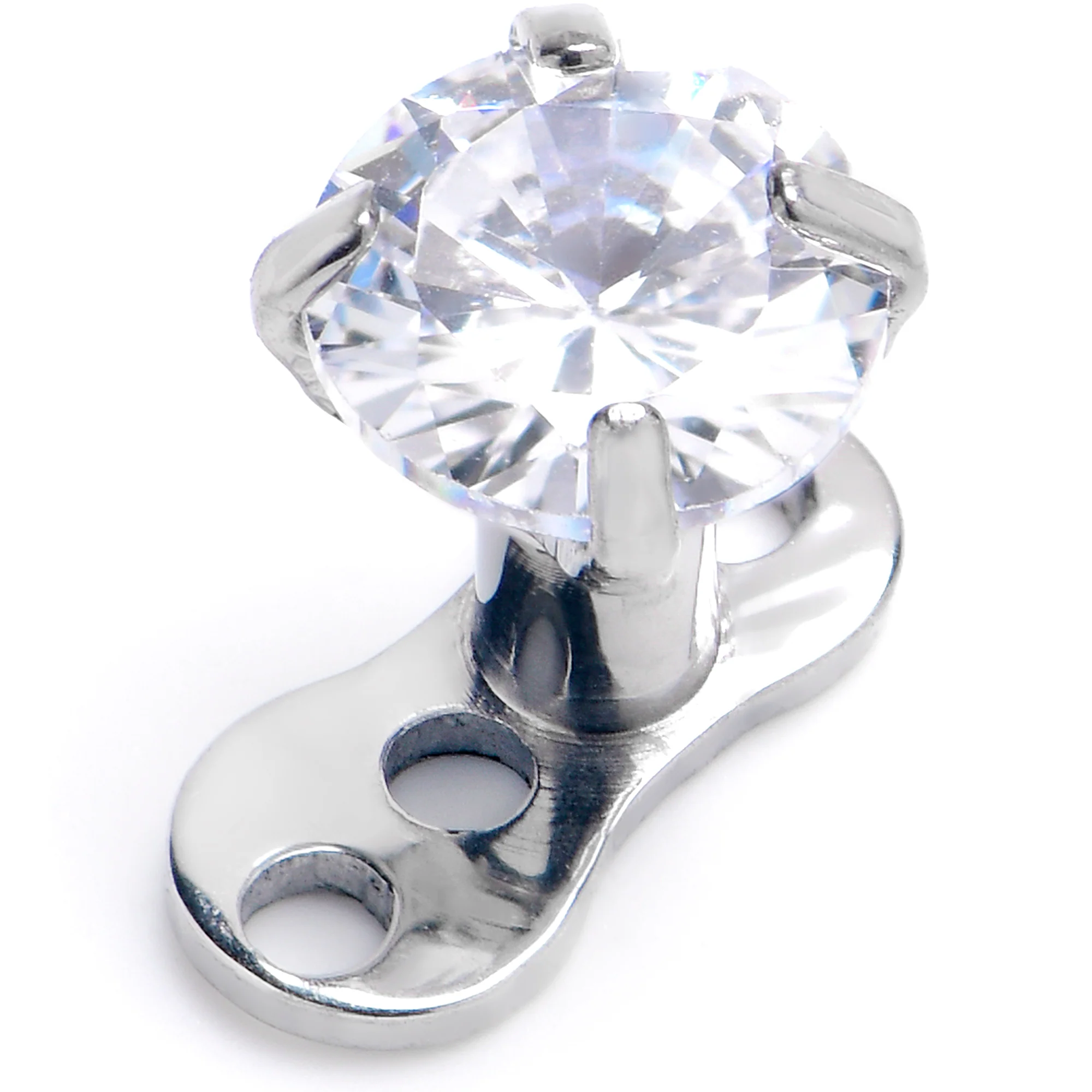 16G 4mm CZ Top 3 Hole Dermal Implant Grade Titanium Anchor Base