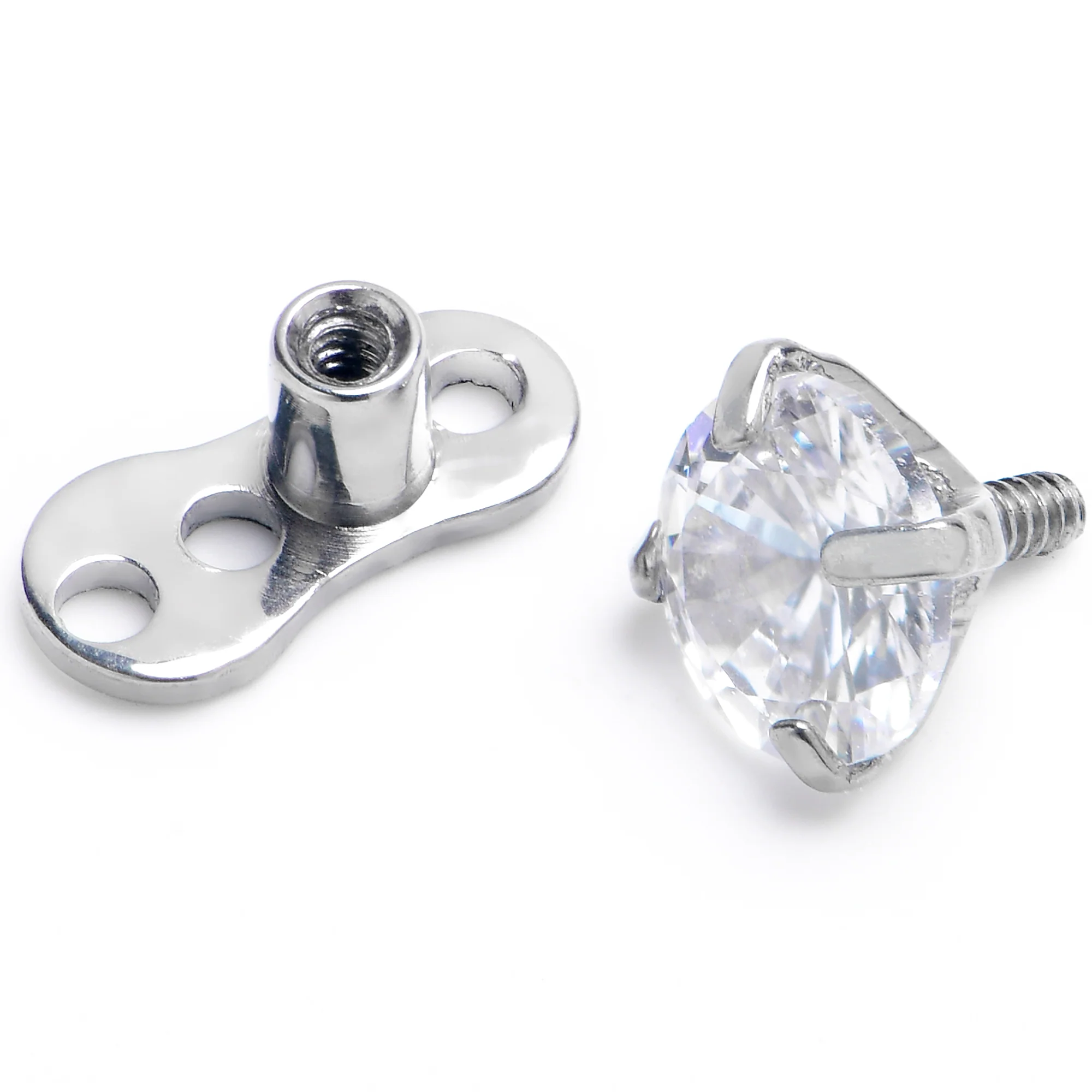 16G 4mm CZ Top 3 Hole Dermal Implant Grade Titanium Anchor Base - Image 2