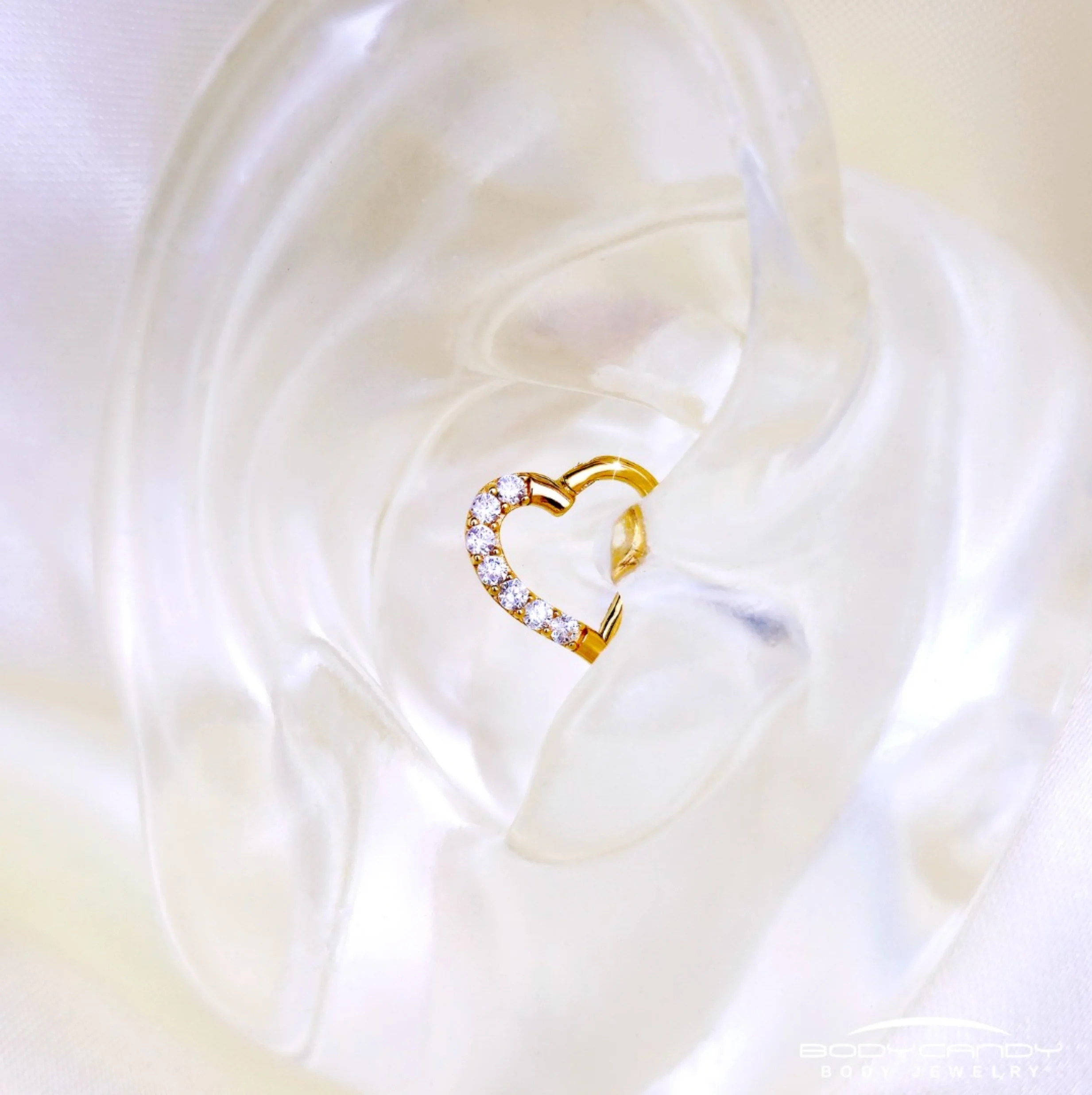 16G 5/16 14k Yellow Gold CZ Paved Ultra Luxe Left Hinged Heart Segment Ring - Image 2