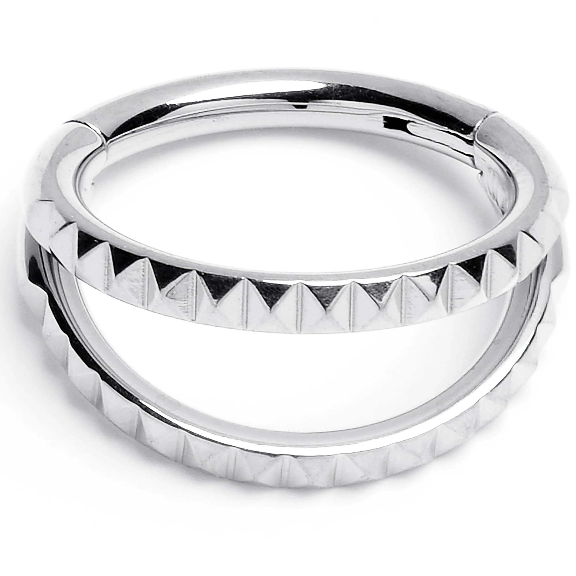 16G 5/16" 316L Steel Double Spike Precision Hinged Segment Ring