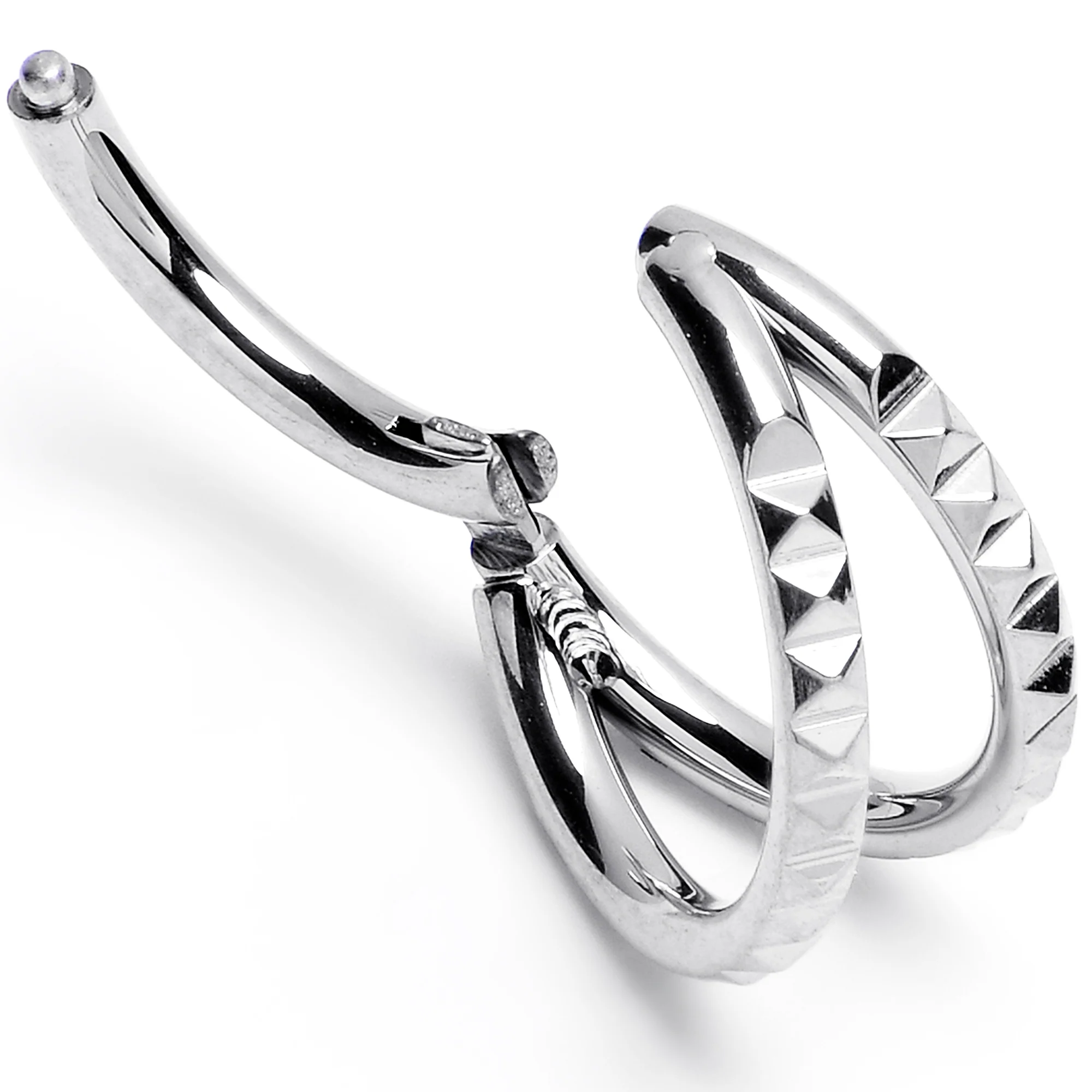 16G 5/16" 316L Steel Double Spike Precision Hinged Segment Ring - Image 2