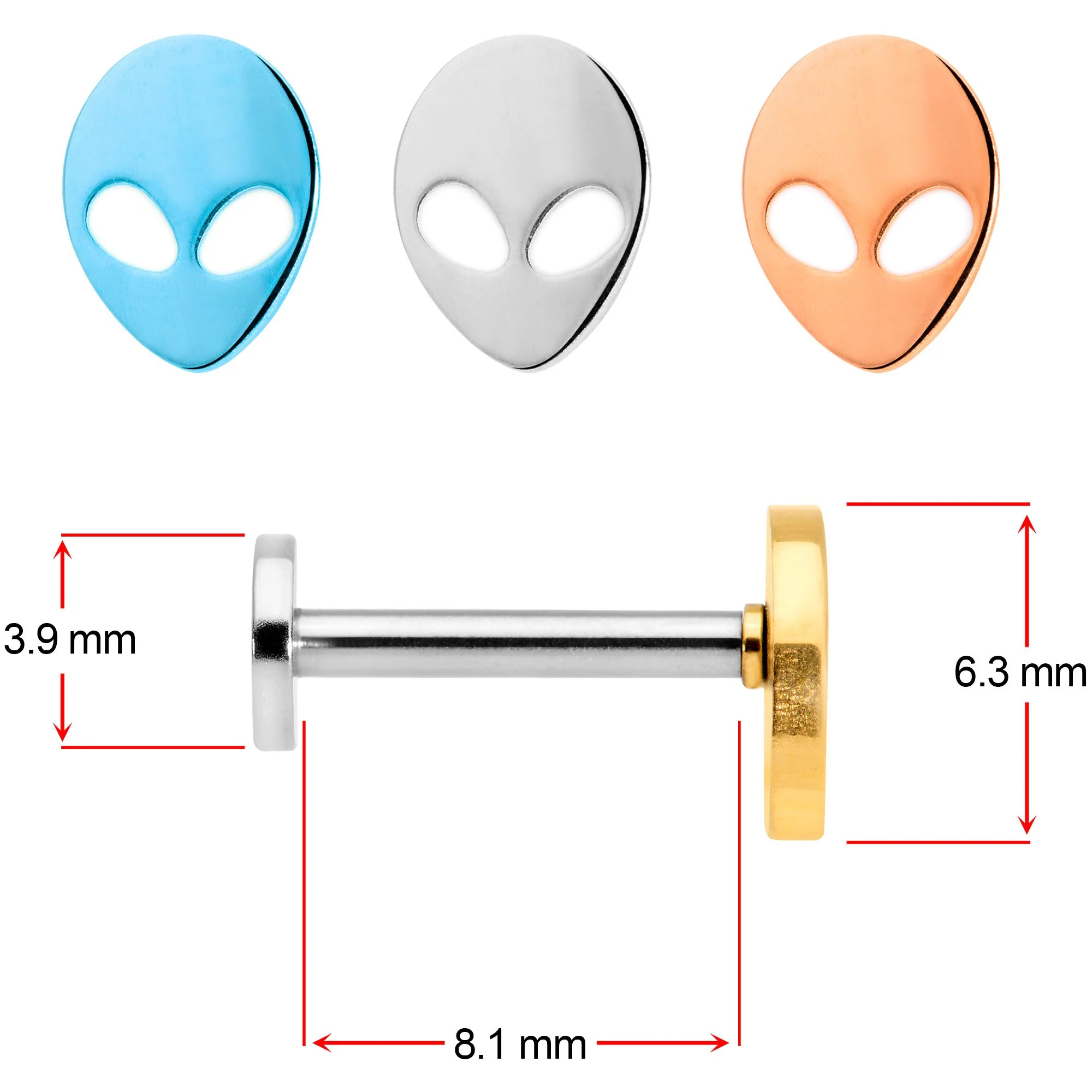 16G 5/16 All About Aliens Cartilage Tragus Set of 4 - Image 4