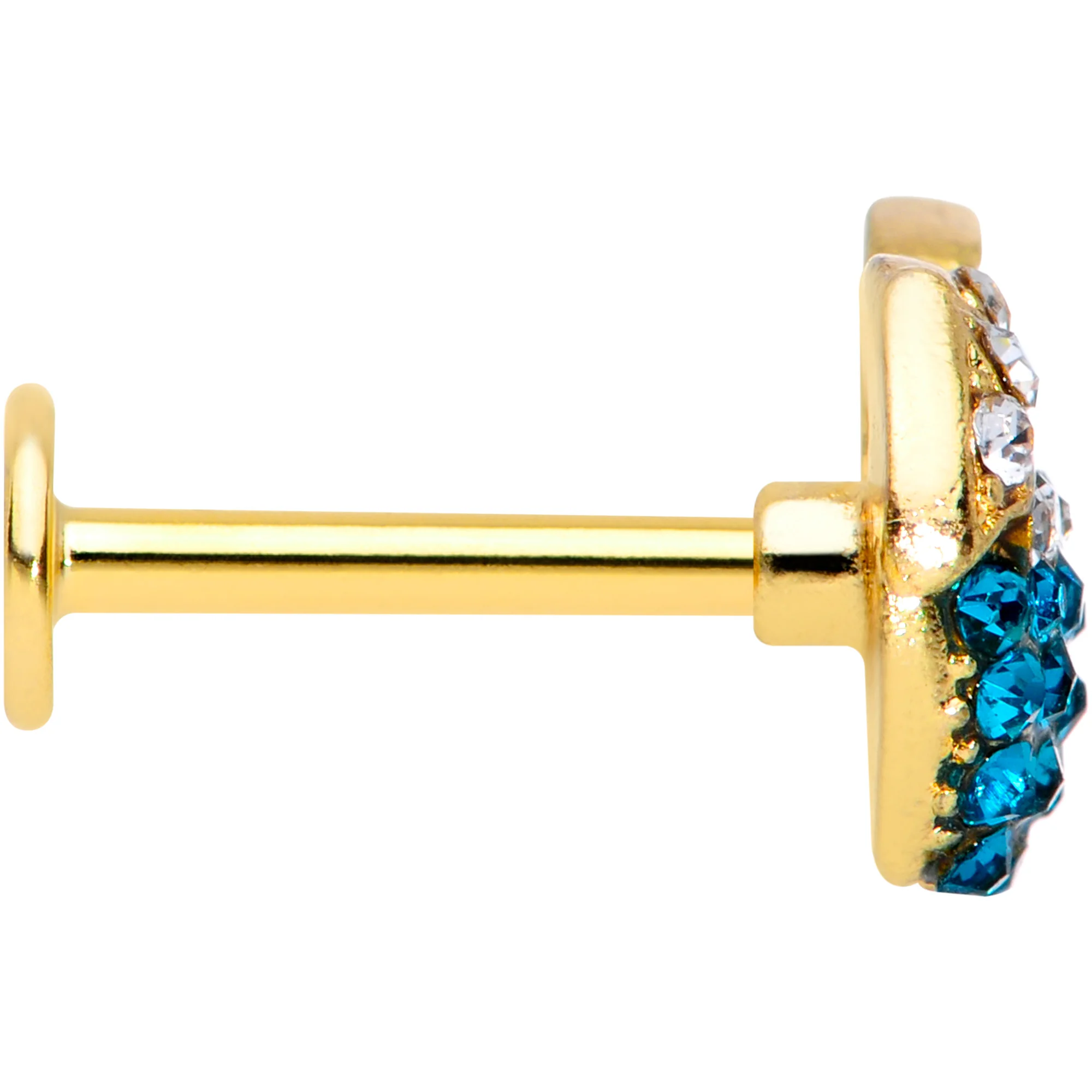 16G 5/16 Aqua Gem Gold Tone Tropical Drink Labret Monroe Tragus - Image 3