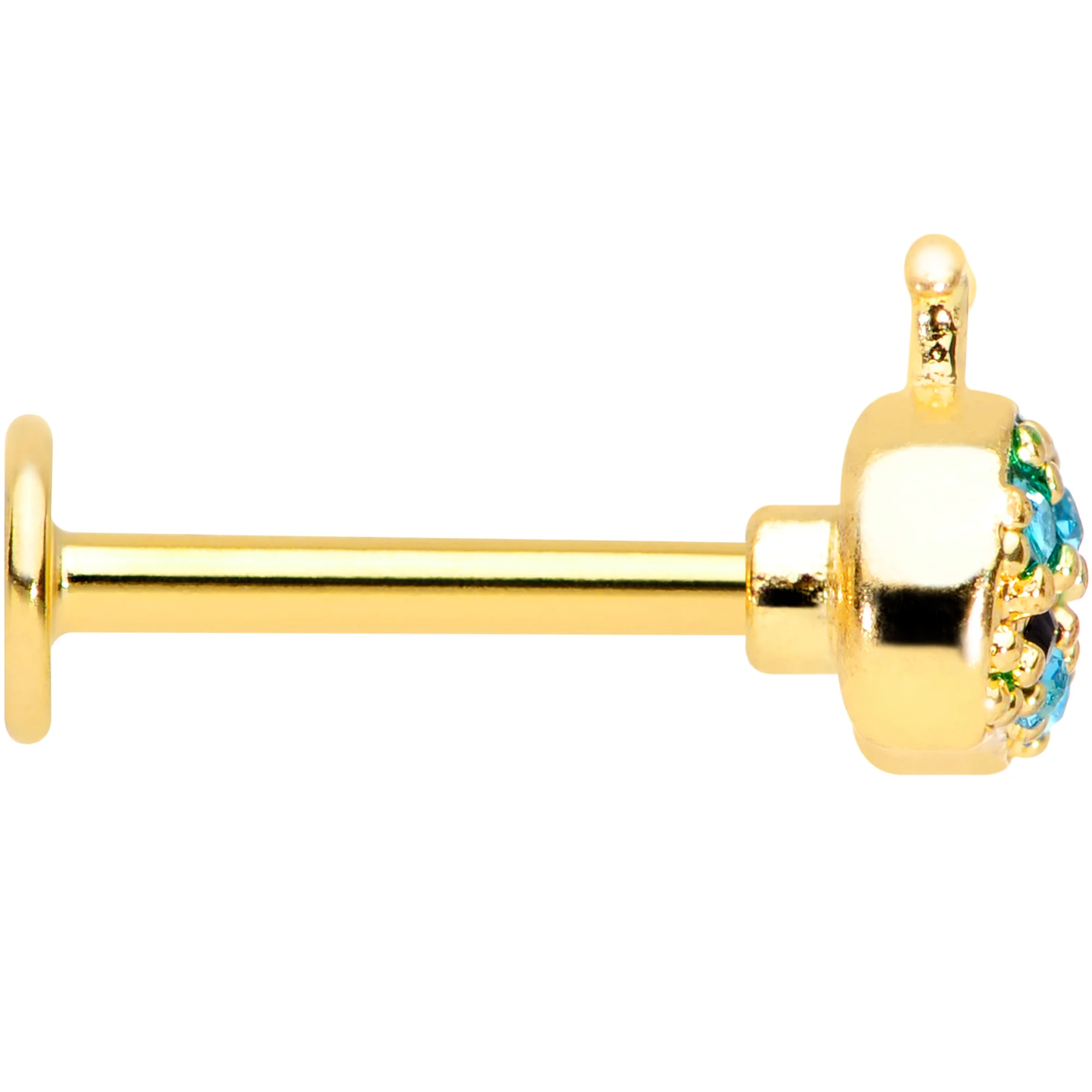 16G 5/16 Aqua Gem Gold Tone Water Whale Labret Monroe Tragus - Image 3