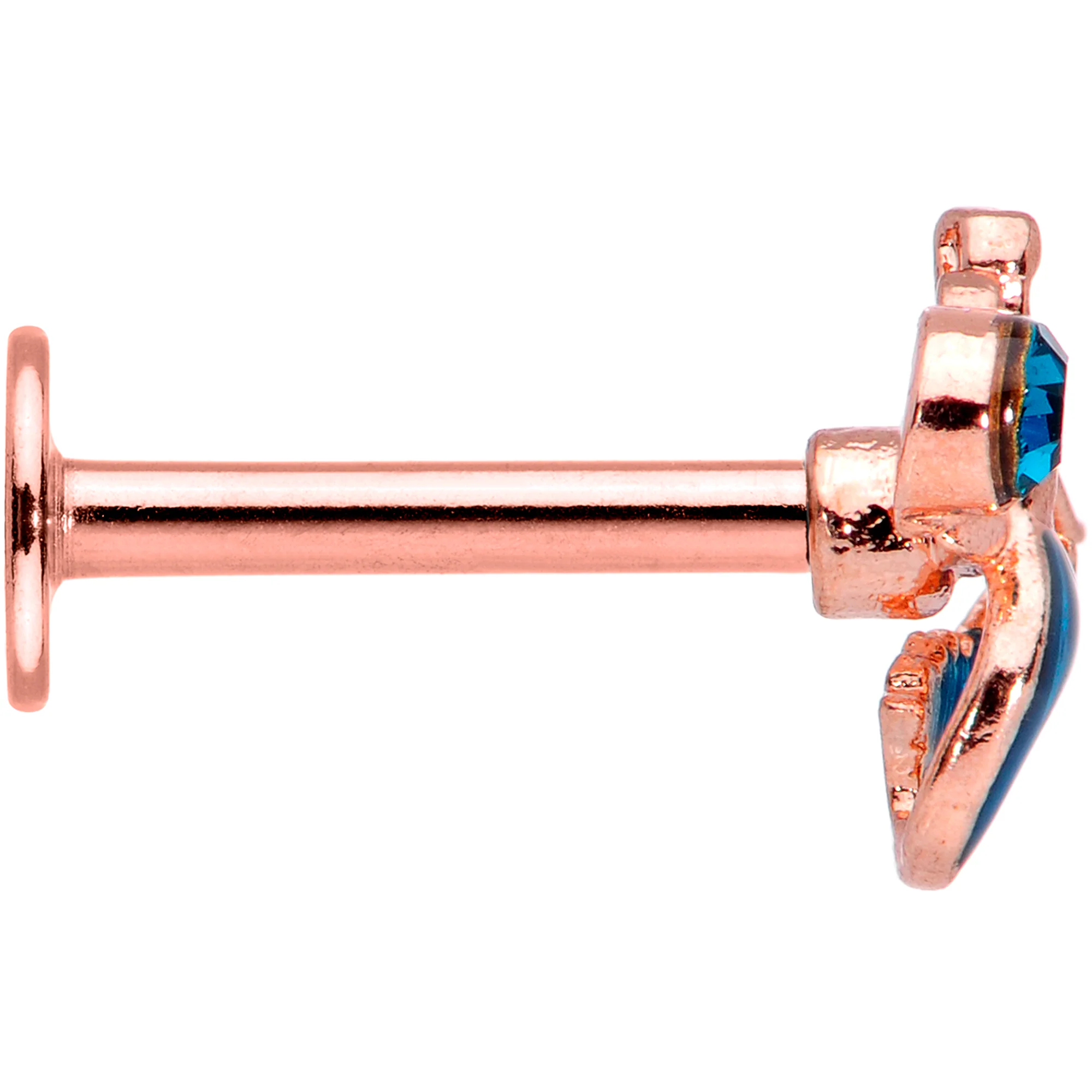 16G 5/16 Aqua Gem Rose Gold Tone Mermaid Labret Monroe Tragus - Image 3