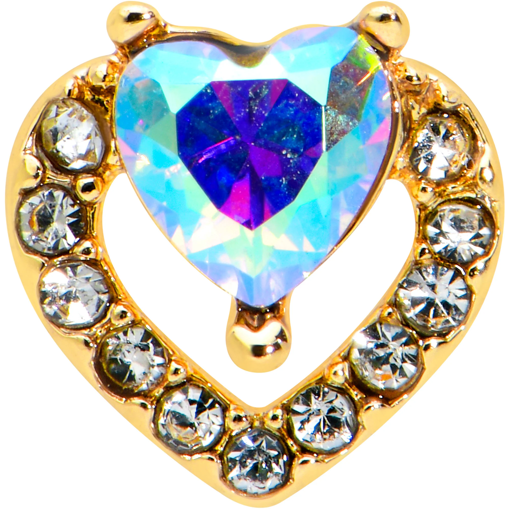 16G 5/16 Aurora Clear Gem Rococo Heart Labret Monroe Tragus - Image 2