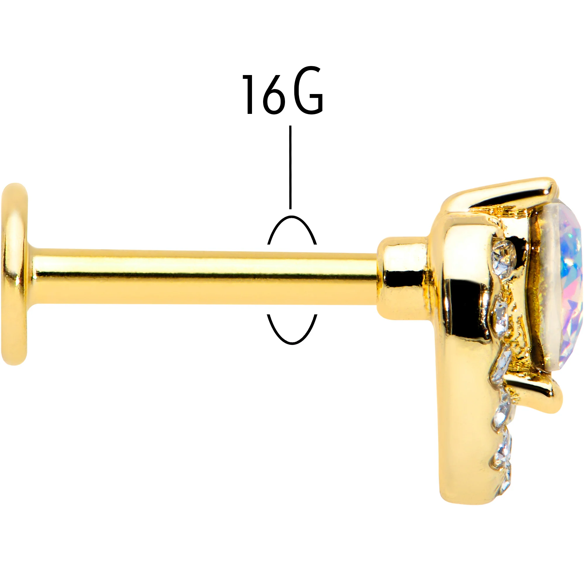 16G 5/16 Aurora Clear Gem Rococo Heart Labret Monroe Tragus - Image 5
