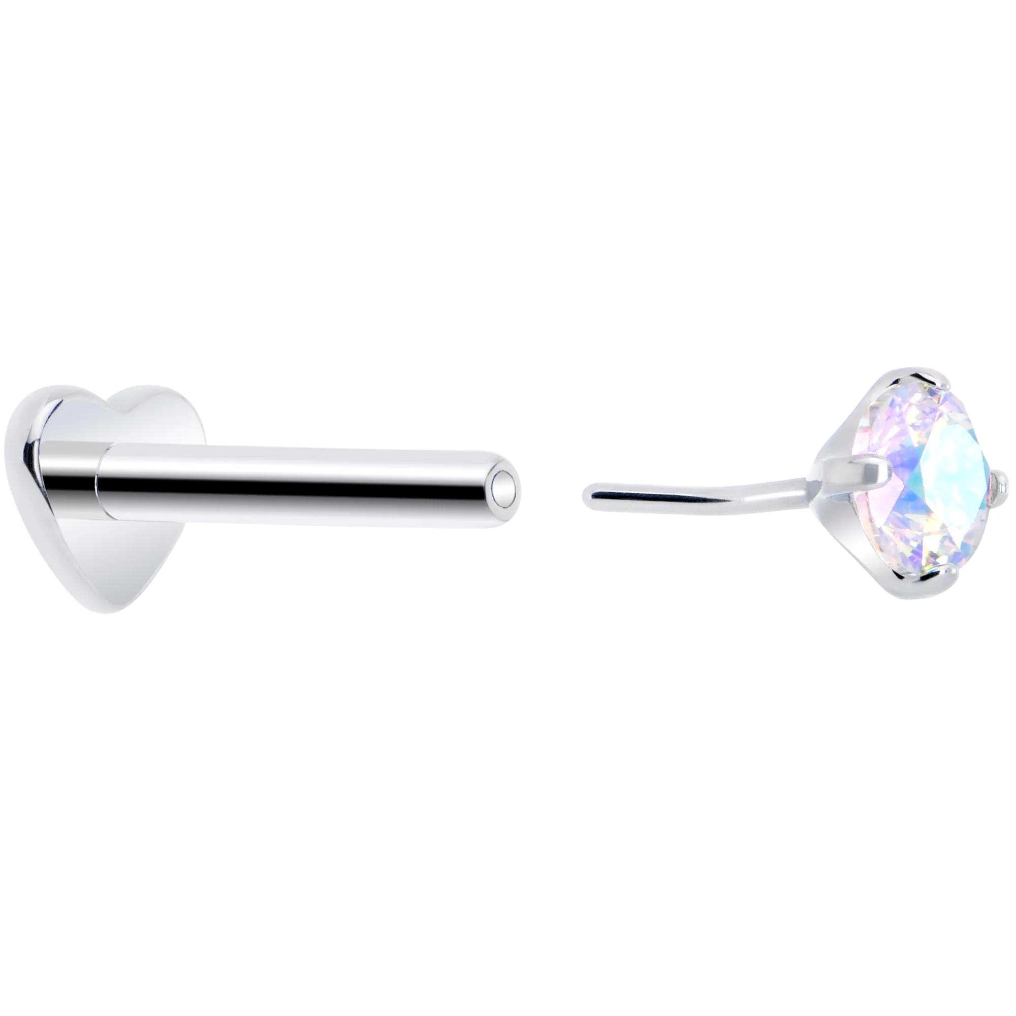 16G 5/16 Aurora CZ Gem ASTM F-136 Implant Grade Titanium Heart End Labret Tragus - Image 4