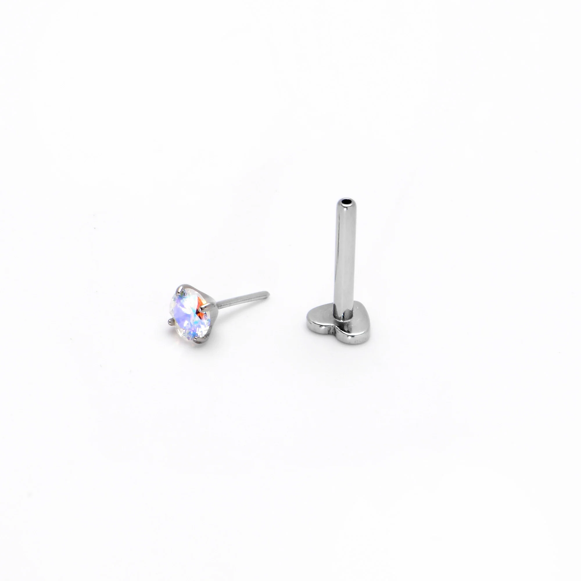 16G 5/16 Aurora CZ Gem ASTM F-136 Implant Grade Titanium Heart End Labret Tragus - Image 5