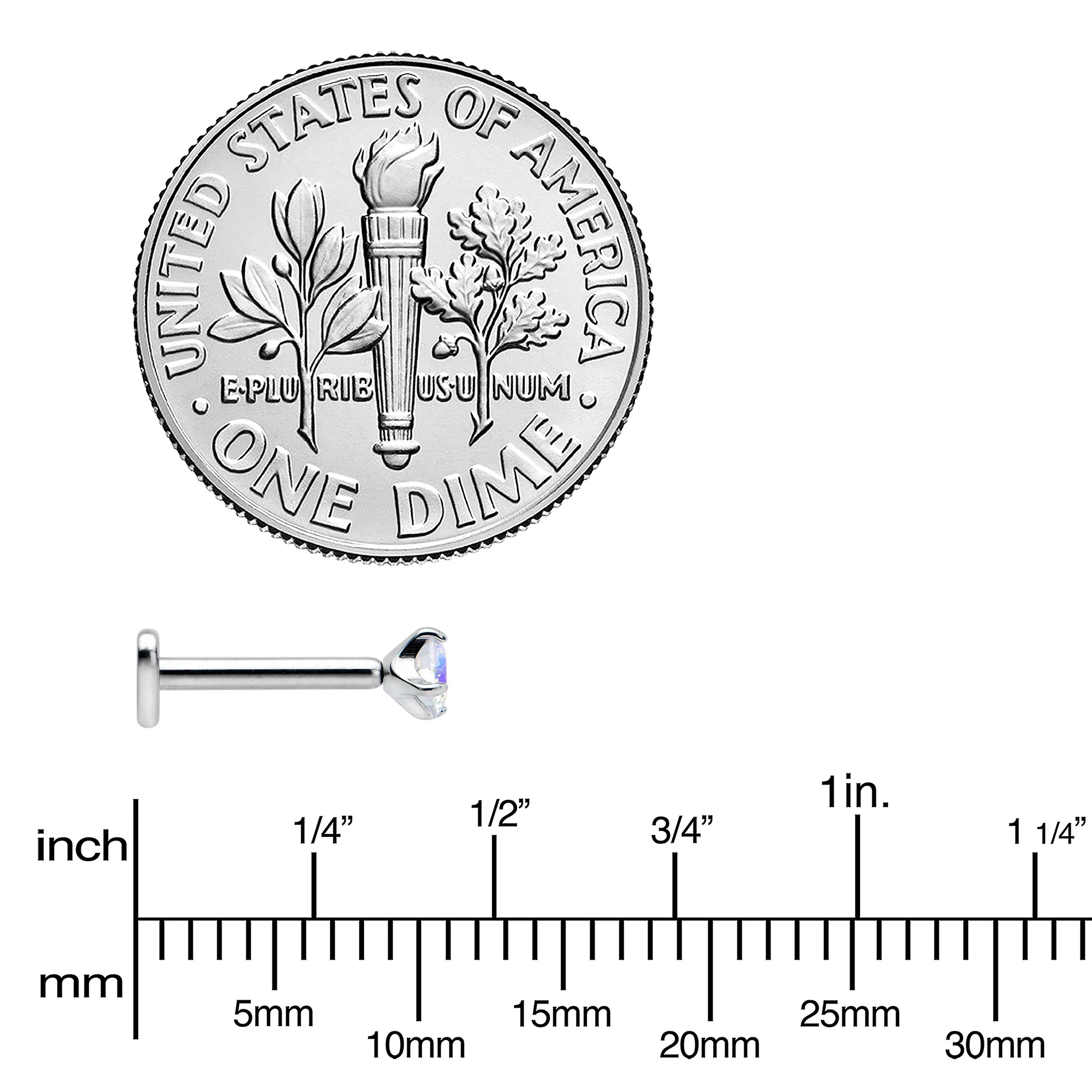 16G 5/16 Aurora CZ Gem ASTM F-136 Implant Grade Titanium Heart End Labret Tragus - Image 6