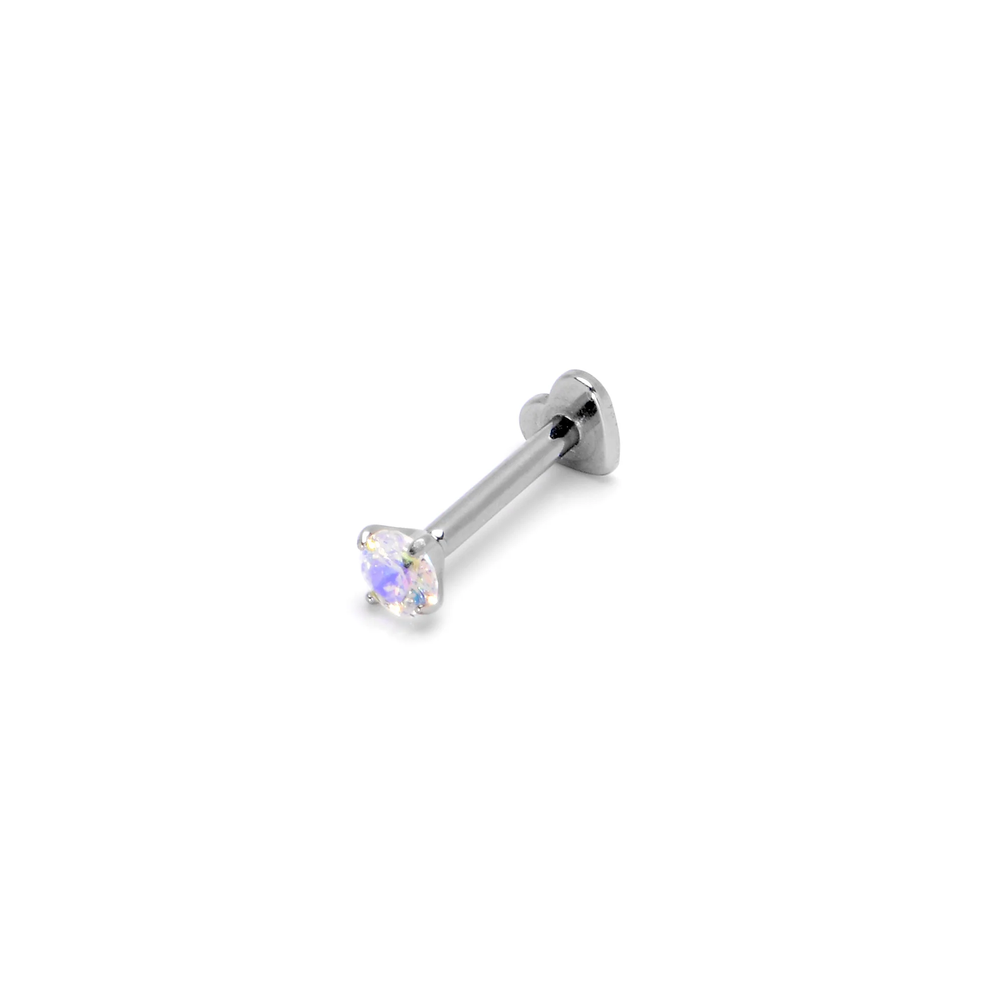 16G 5/16 Aurora CZ Gem ASTM F-136 Implant Grade Titanium Heart End Labret Tragus - Image 7