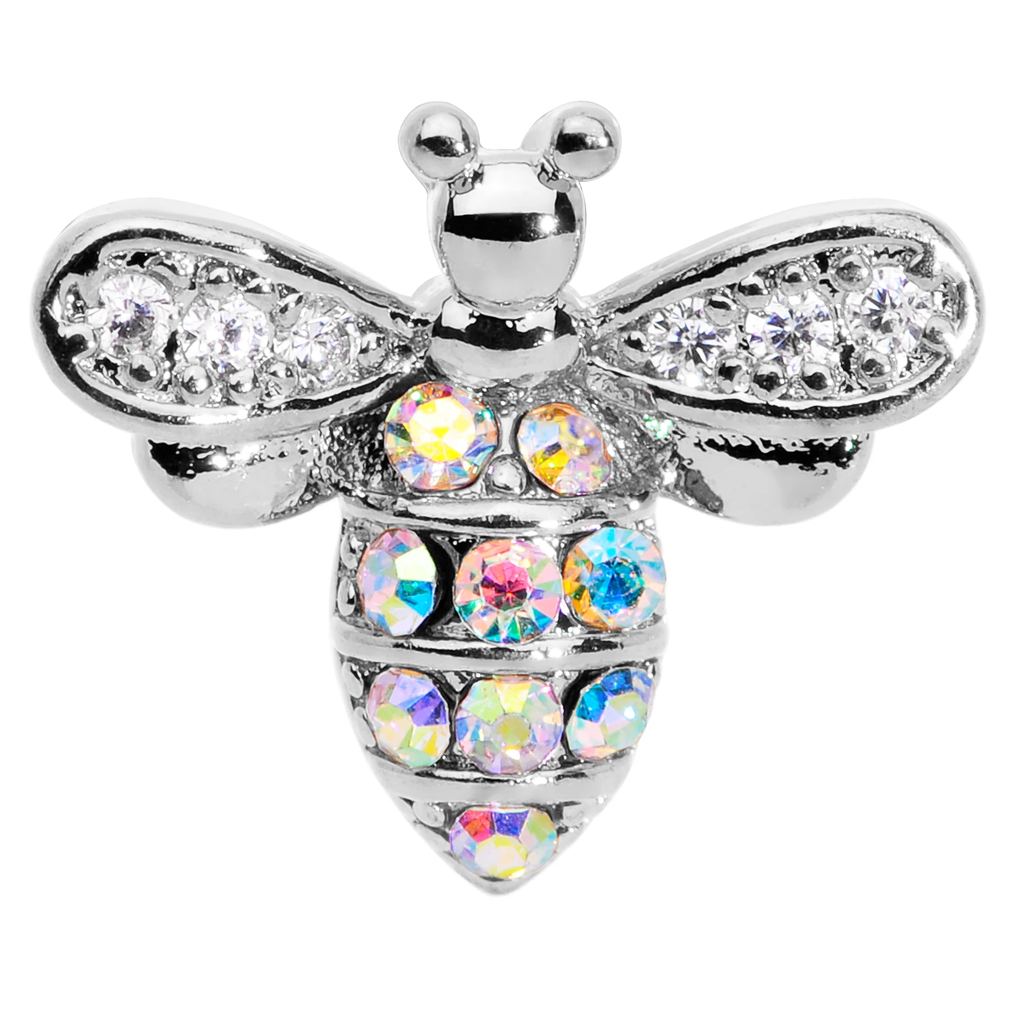 16G 5/16 Aurora CZ Gem Beauty Bee Internally Threaded Labret - Image 2