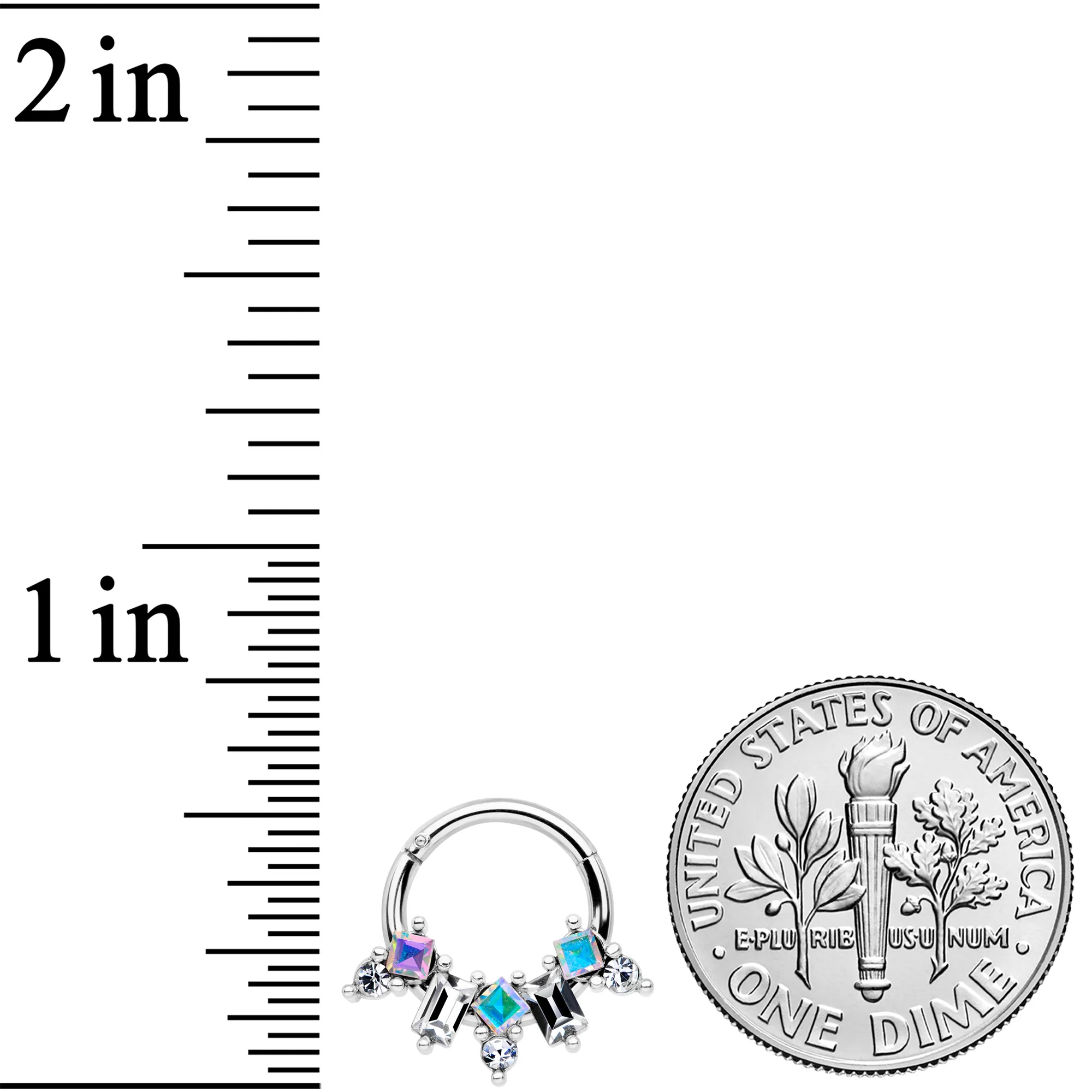 16G 5/16 Aurora CZ Gem Fan Hinged Segment Ring - Image 4
