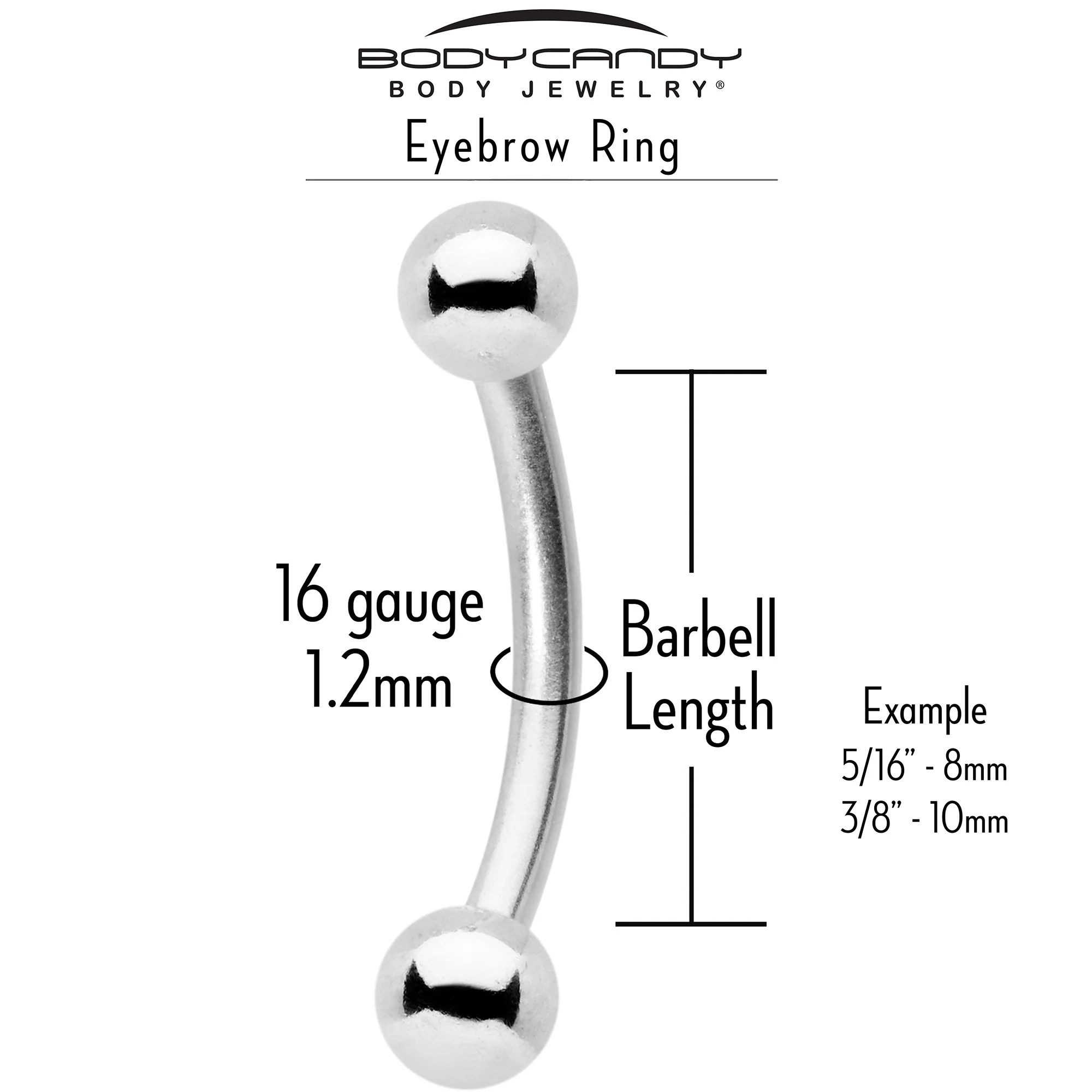 16G 5/16 Aurora CZ Gem Snowflake Style Curved Eyebrow Ring - Image 8