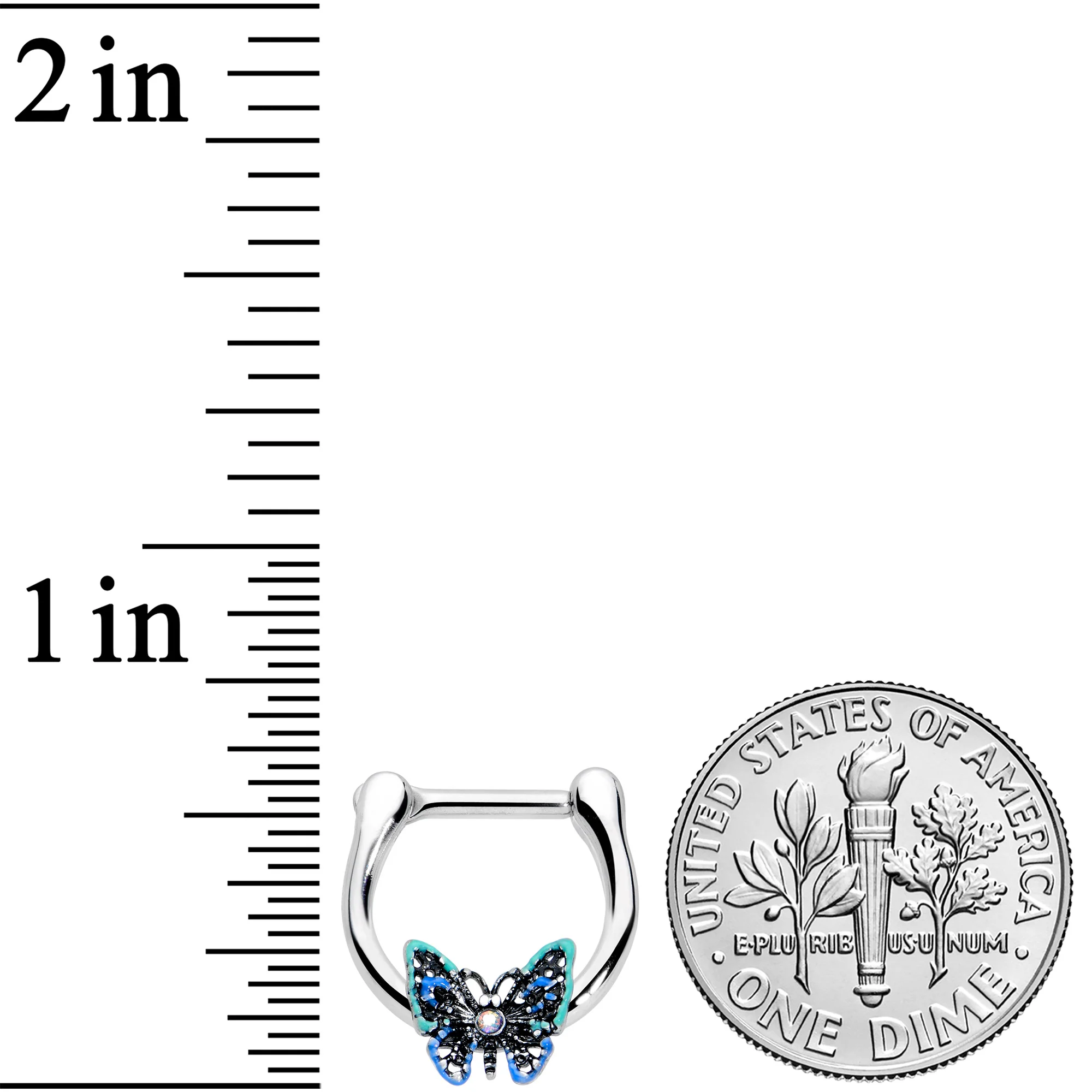16G 5/16 Aurora Gem Colorful Butterfly Glam Cartilage Clicker - Image 3