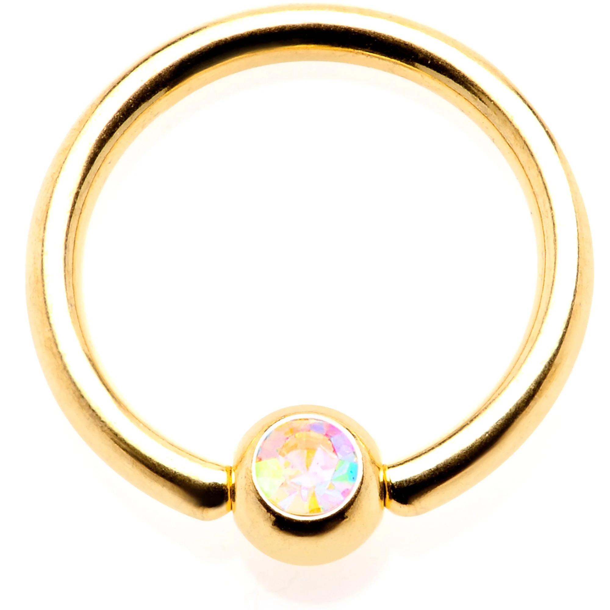 16G 5/16 Aurora Gem Gold Tone Anodized BCR Captive Ring