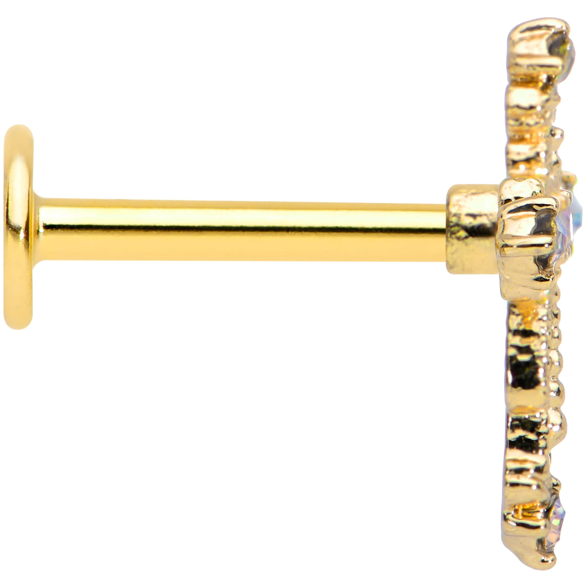 16G 5/16 Aurora Gem Gold Tone Elegant Cross Labret Monroe Tragus - Image 3