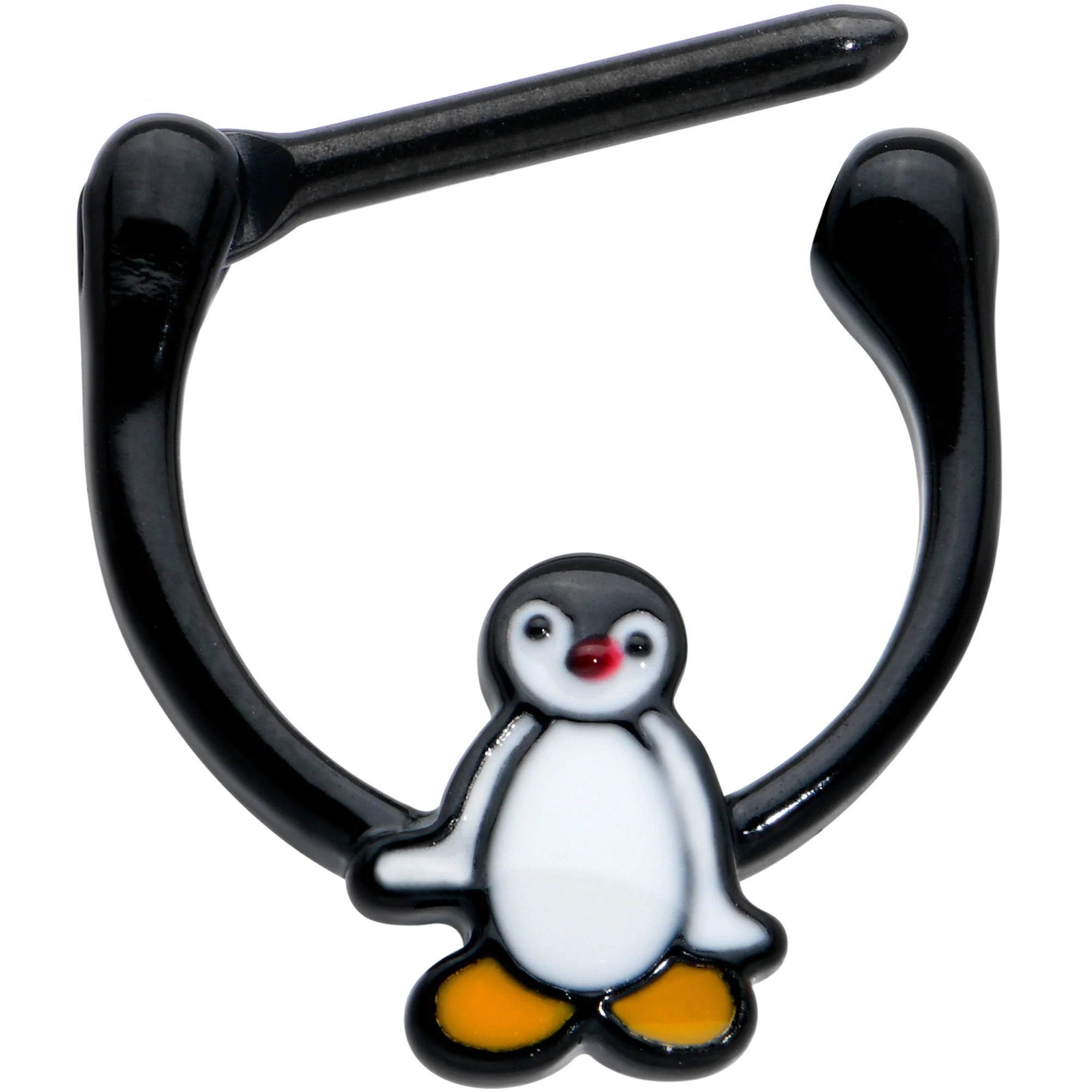 16G 5/16 Black Baby Penguin Cartilage Clicker - Image 2